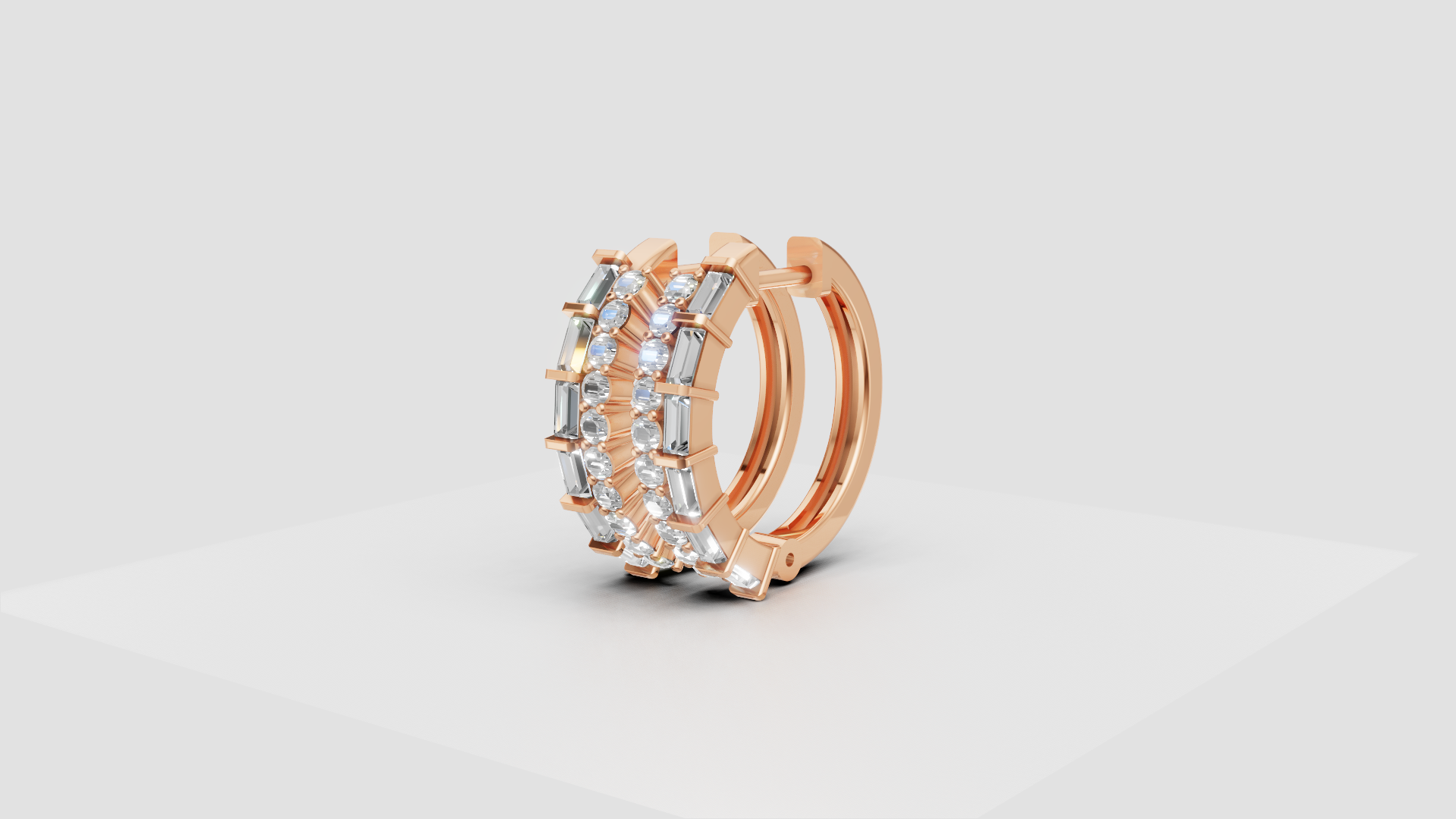 Classic Dual-Row Hoop Earrings | 18K Gold | DS IMPEX