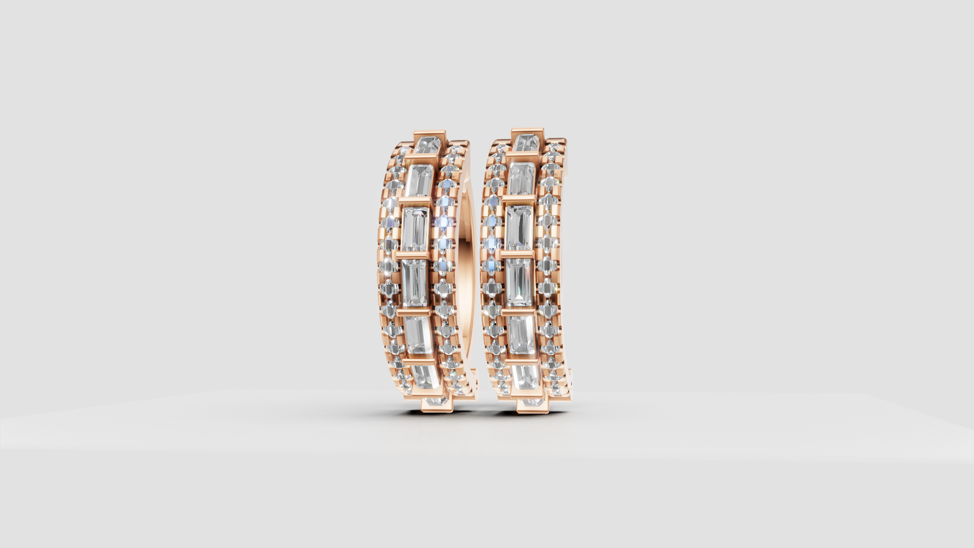 Elegant Double-Row Hoop Earrings | 18K Gold | DS IMPEX