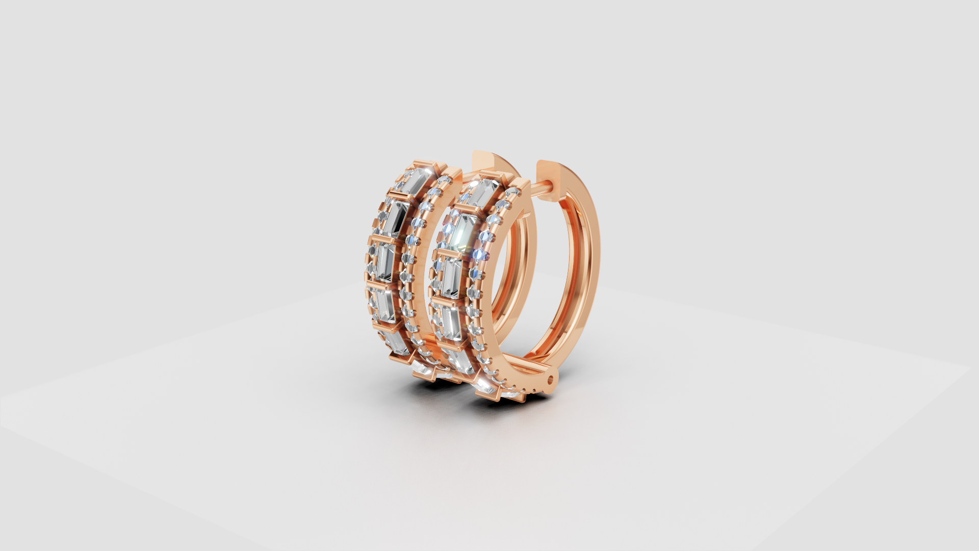 Elegant Double-Row Hoop Earrings | 18K Gold | DS IMPEX