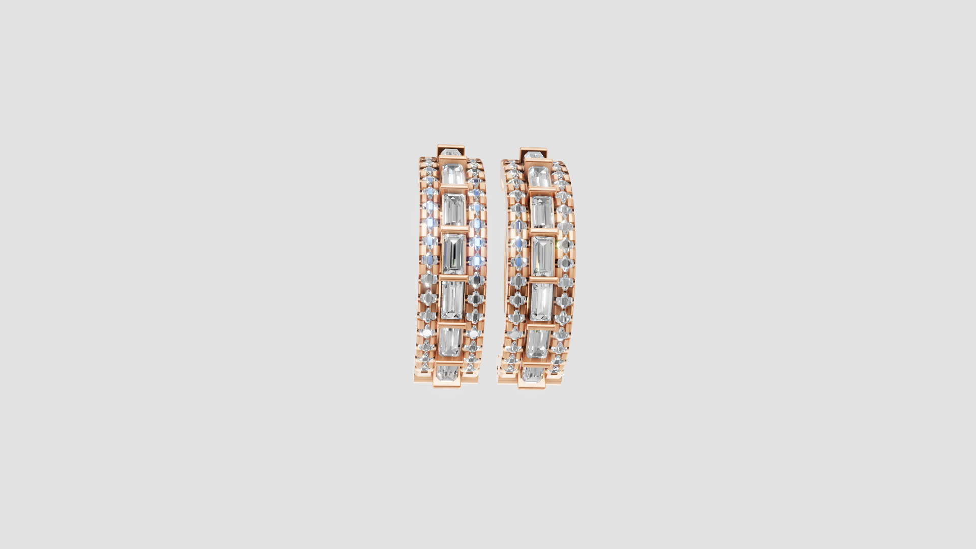 Elegant Double-Row Hoop Earrings | 18K Gold | DS IMPEX