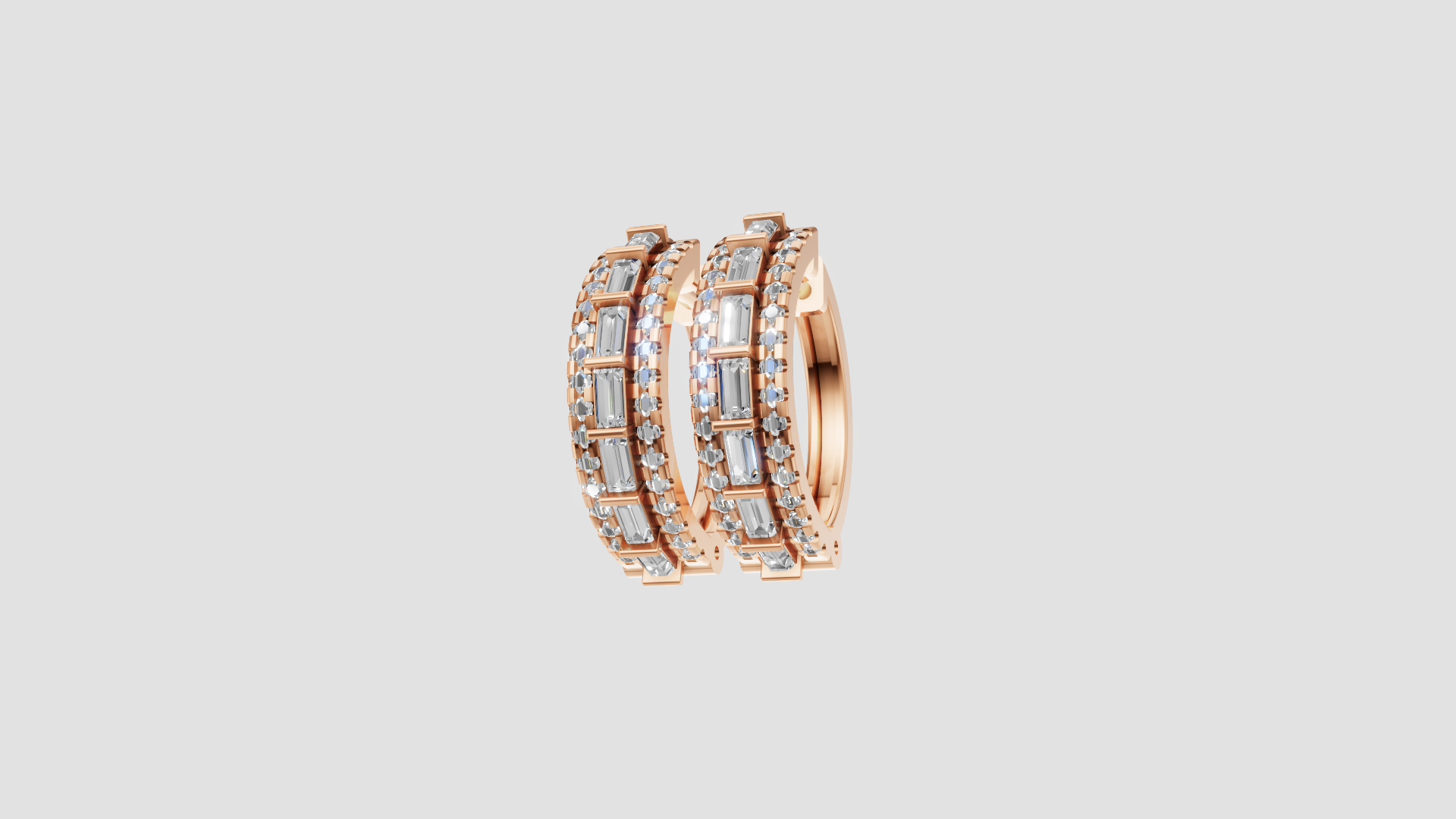 Elegant Double-Row Hoop Earrings | 18K Gold | DS IMPEX
