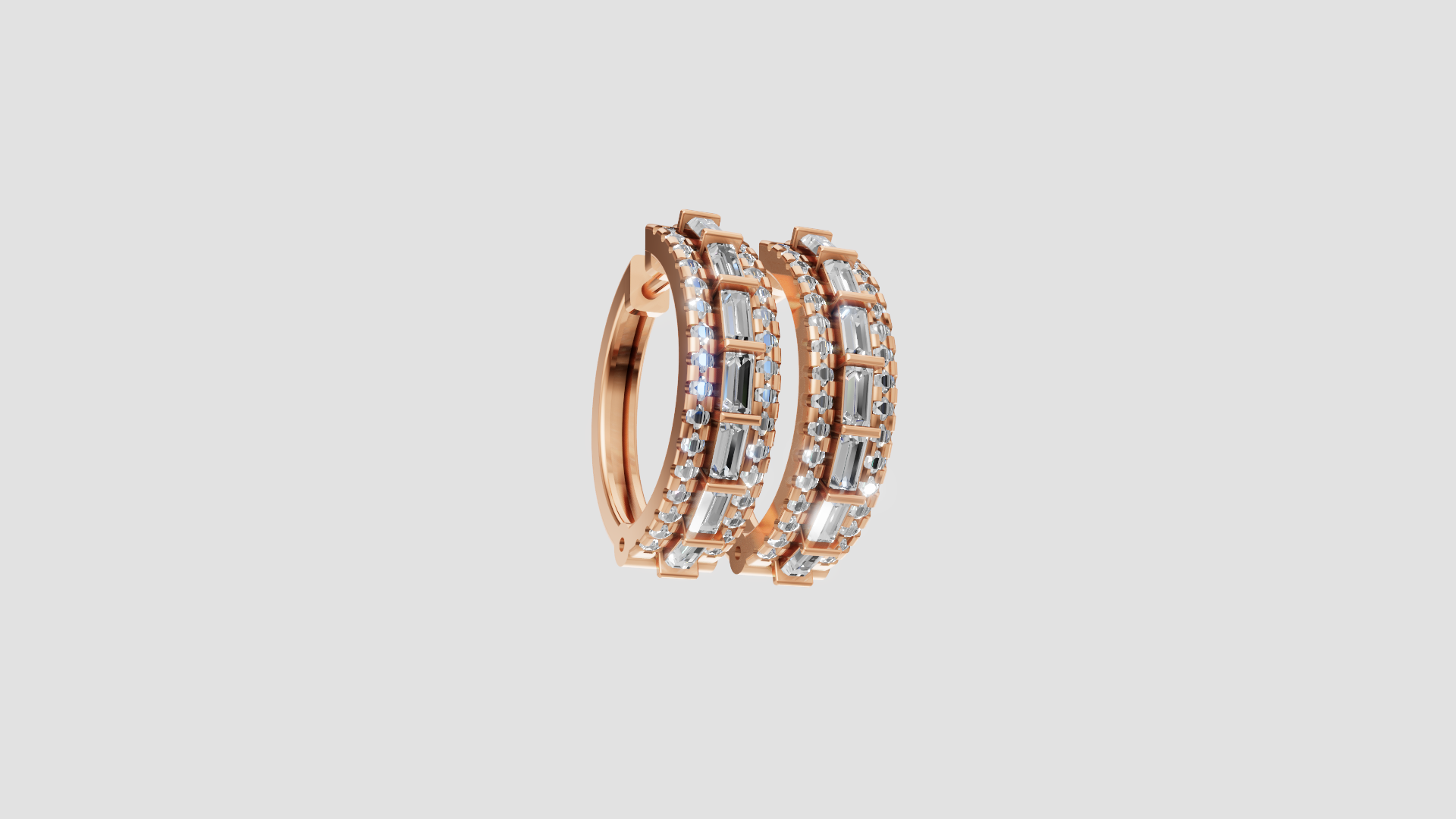 Elegant Double-Row Hoop Earrings | 18K Gold | DS IMPEX