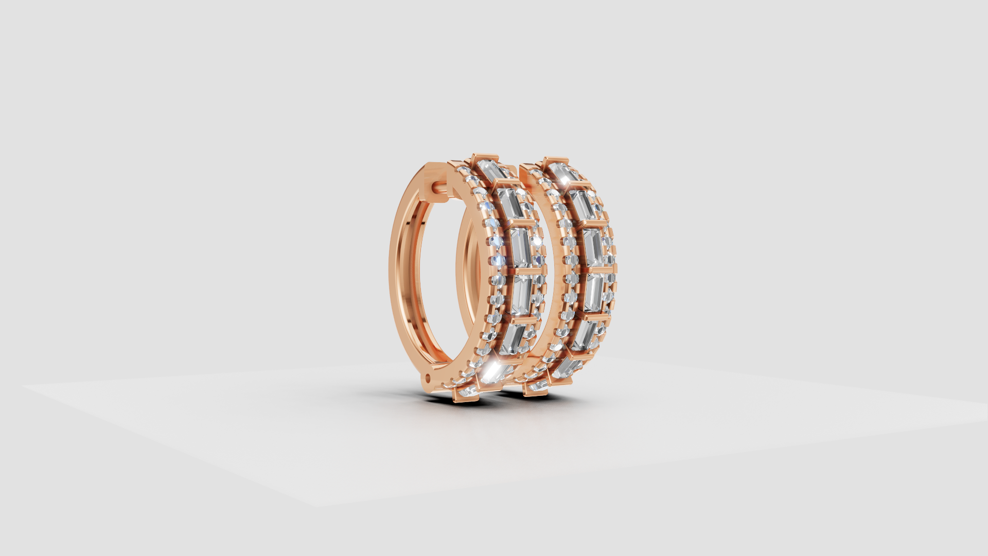 Elegant Double-Row Hoop Earrings | 18K Gold | DS IMPEX