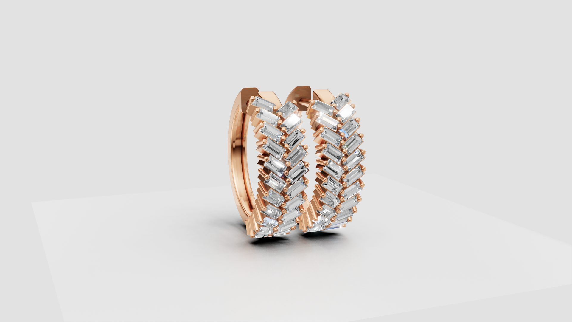Zig-Zag Baguette Hoop Earrings | 18K Gold | DS IMPEX