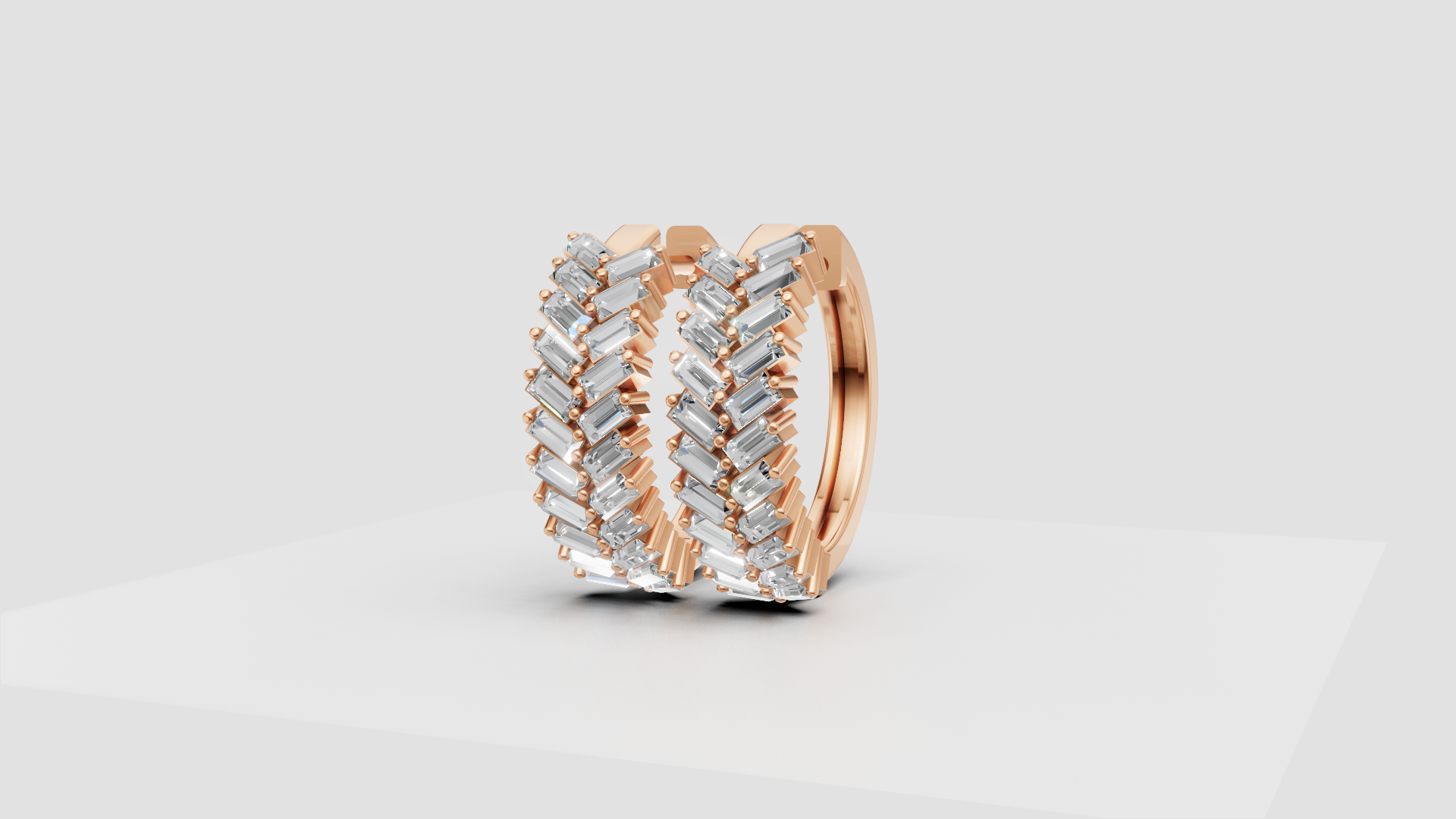 Zig-Zag Baguette Hoop Earrings | 18K Gold | DS IMPEX