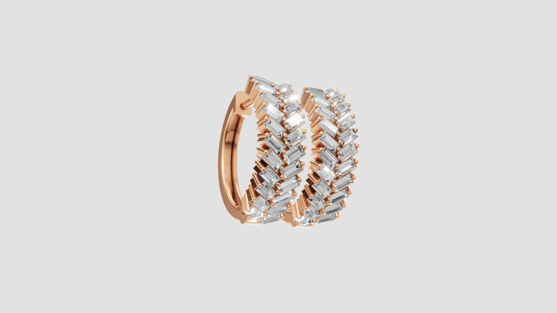 Zig-Zag Baguette Hoop Earrings | 18K Gold | DS IMPEX