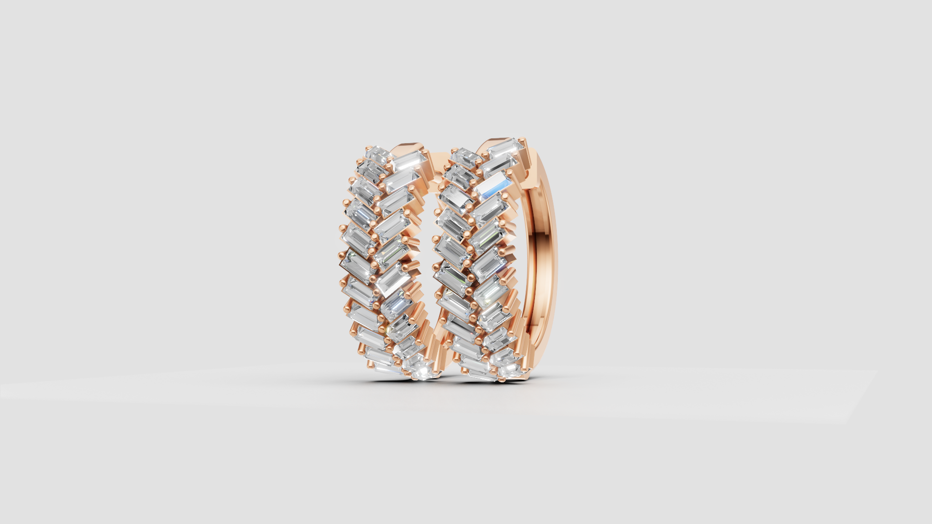 Zig-Zag Baguette Hoop Earrings | 18K Gold | DS IMPEX