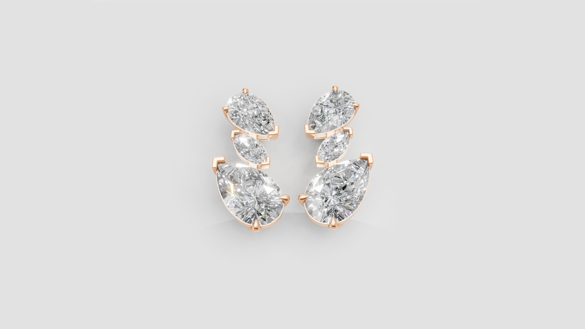 Pear-Cut Cluster Earrings | 18K Gold | DS IMPEX
