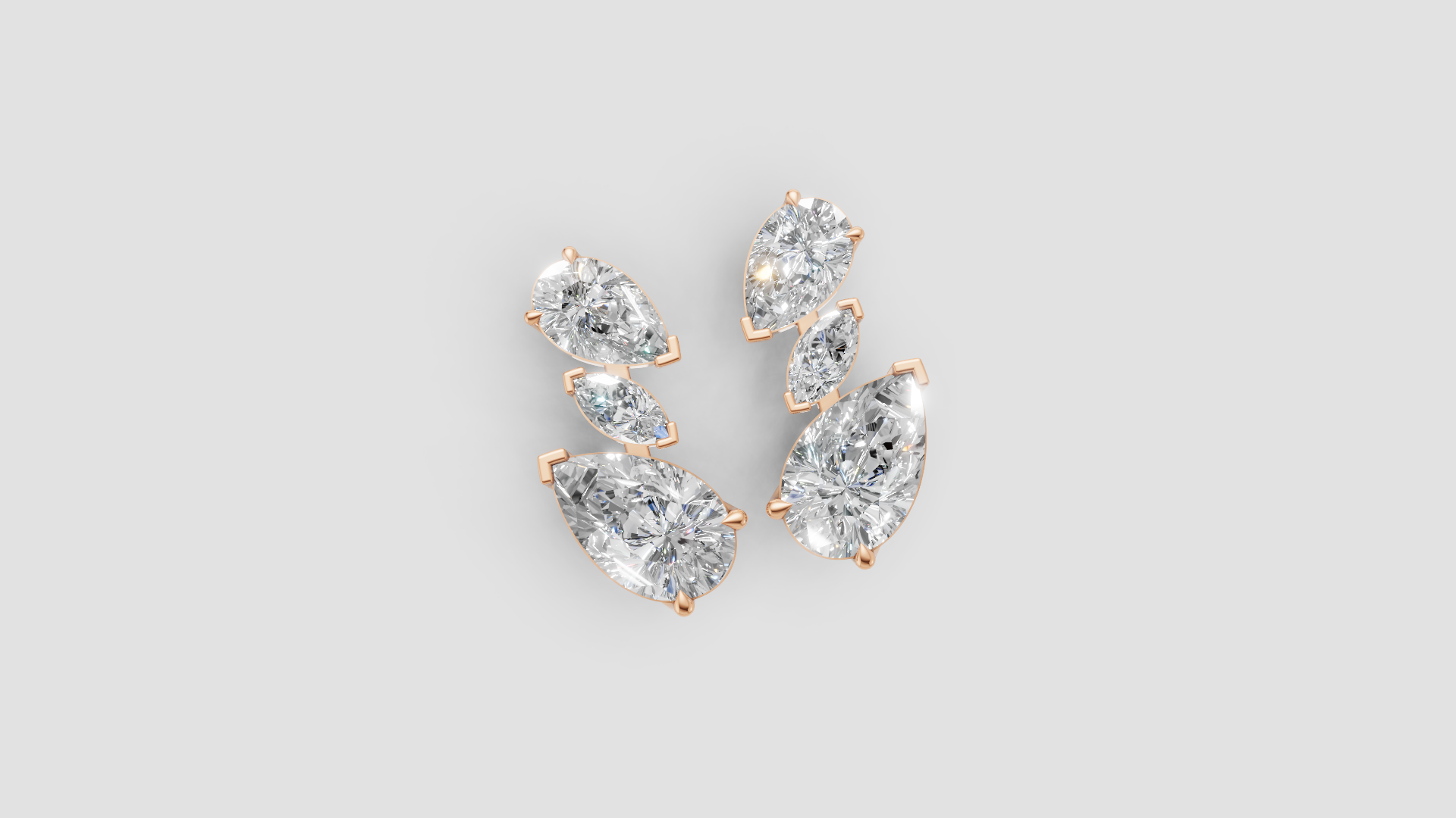 Pear-Cut Cluster Earrings | 18K Gold | DS IMPEX