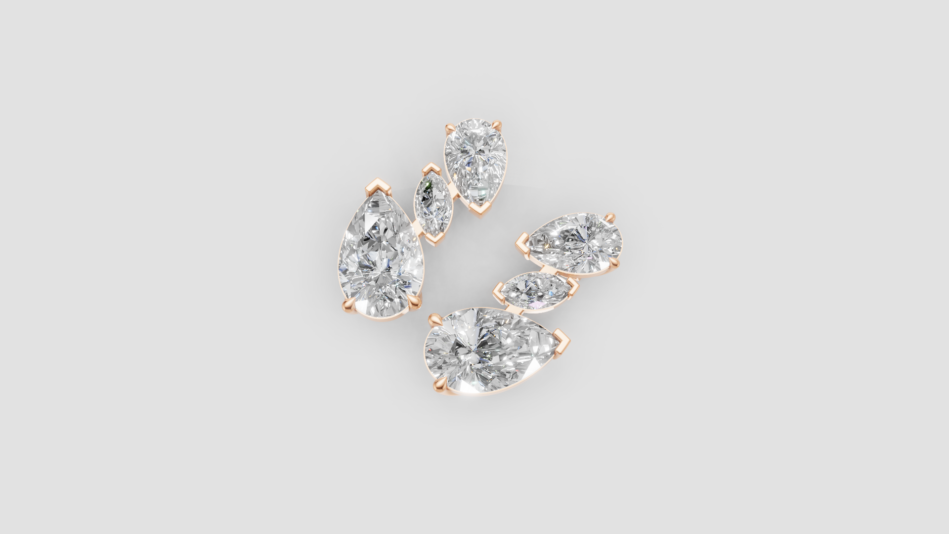 Pear-Cut Cluster Earrings | 18K Gold | DS IMPEX