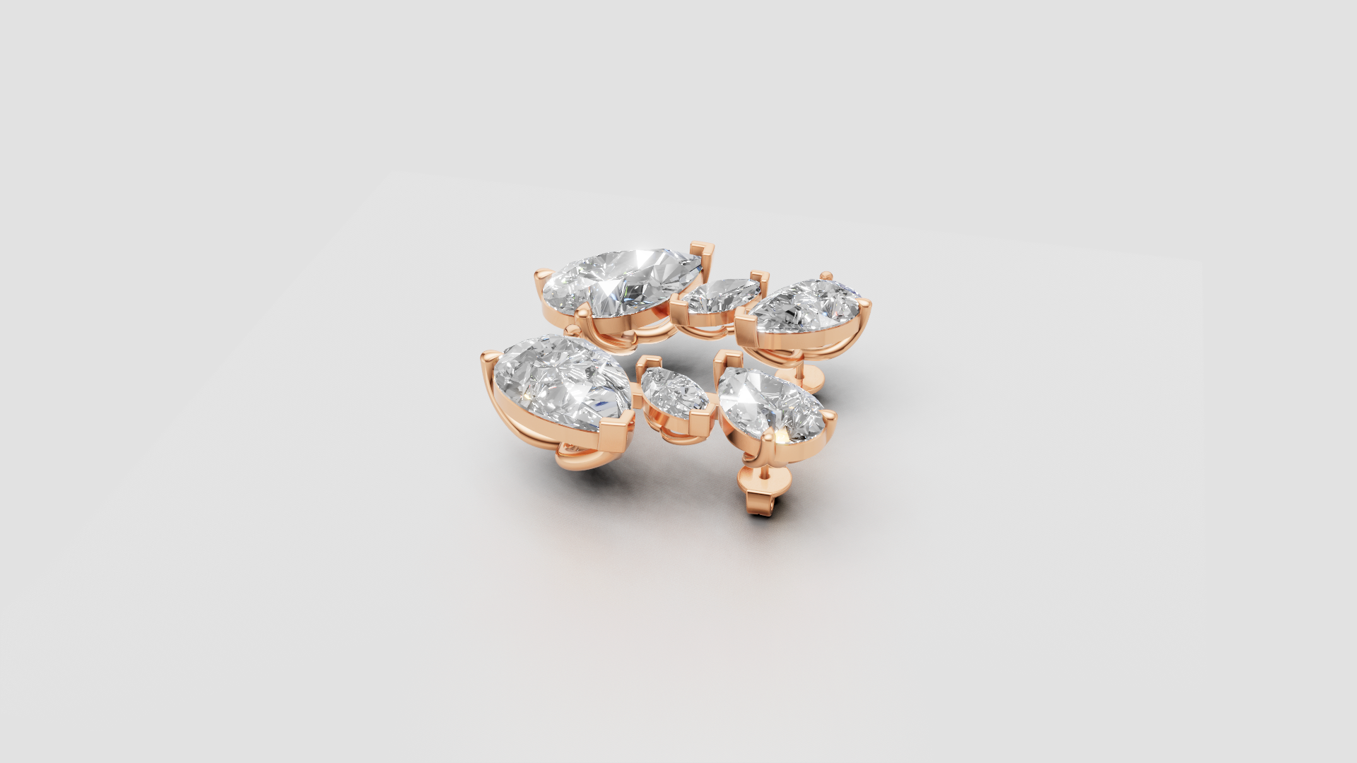 Pear-Cut Cluster Earrings | 18K Gold | DS IMPEX