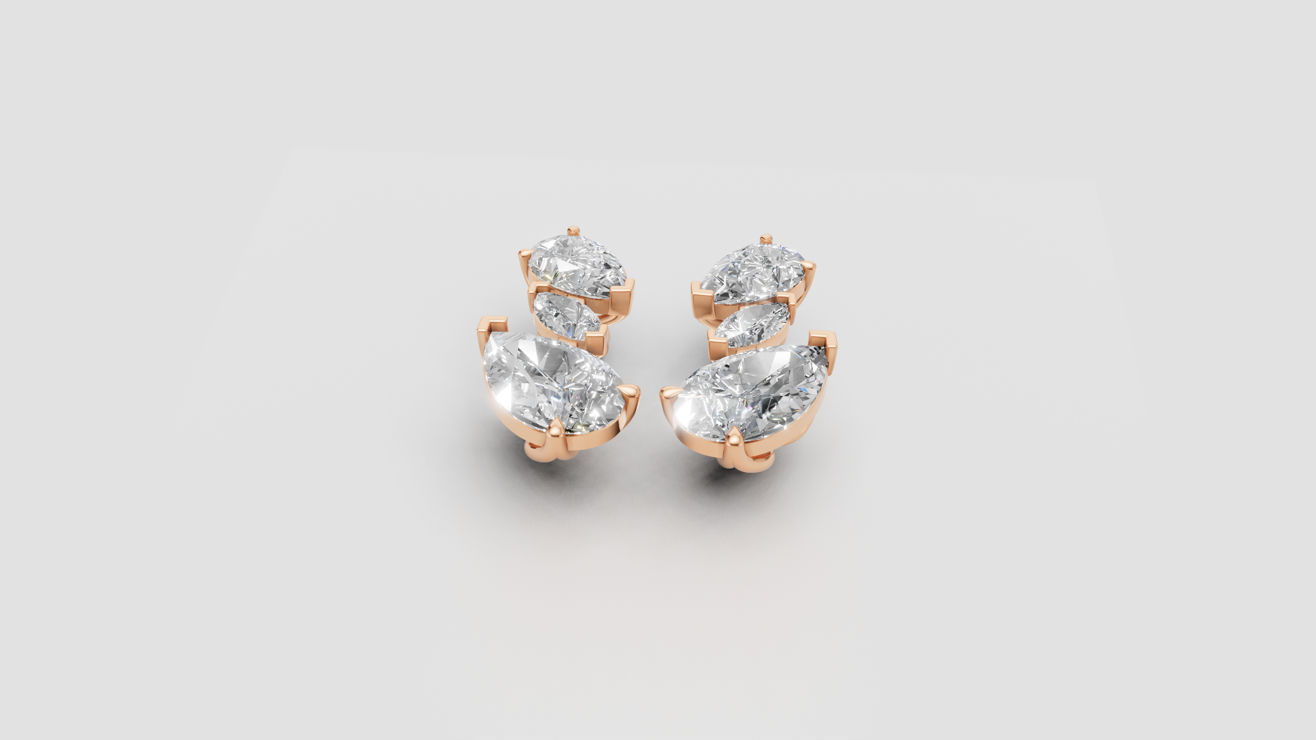 Pear-Cut Cluster Earrings | 18K Gold | DS IMPEX
