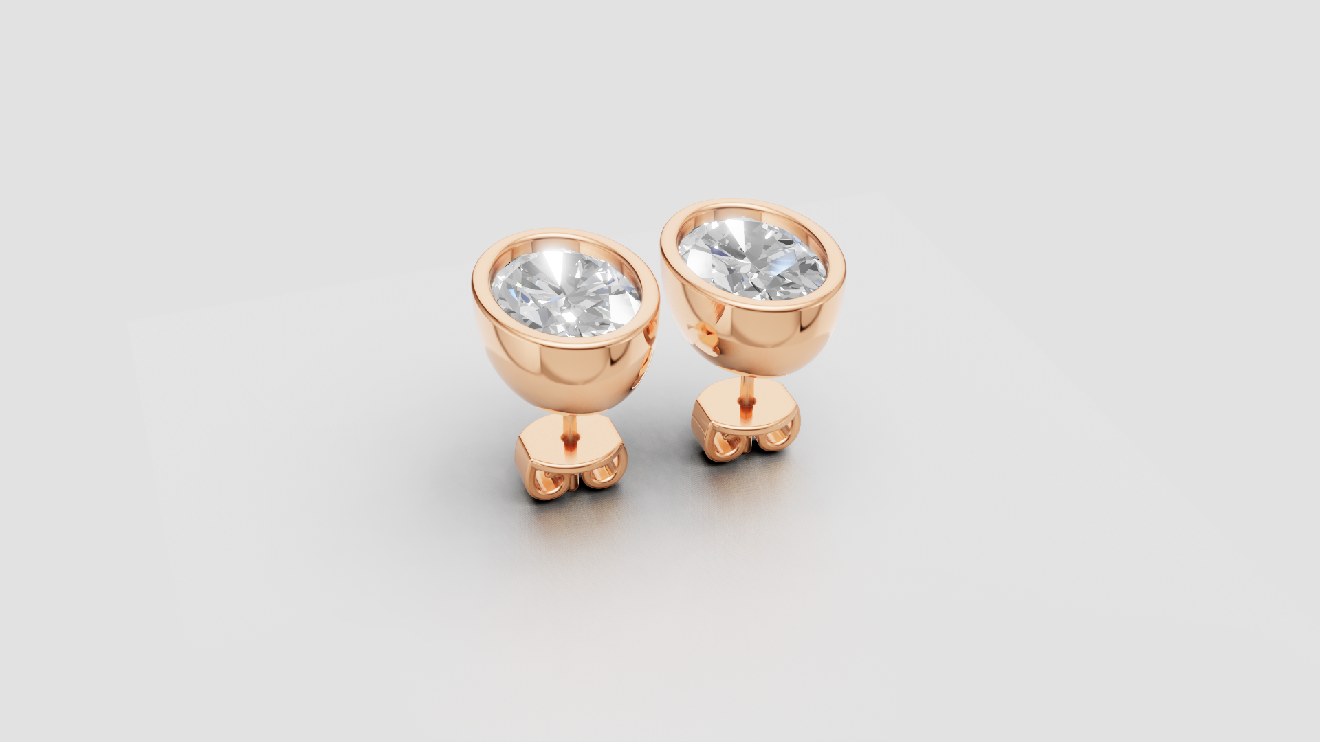 Bezel-Set Round Stud Earrings | 18K Gold | DS IMPEX