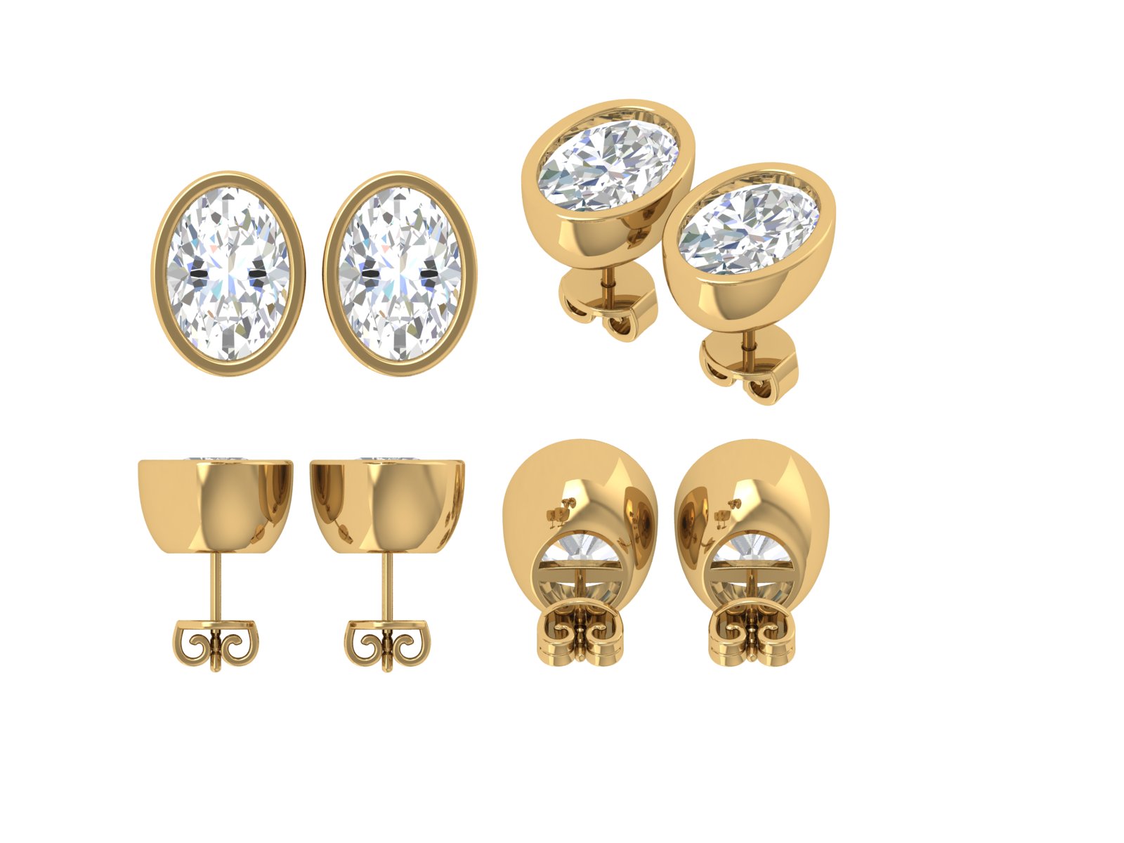 Bezel-Set Round Stud Earrings | 18K Gold | DS IMPEX