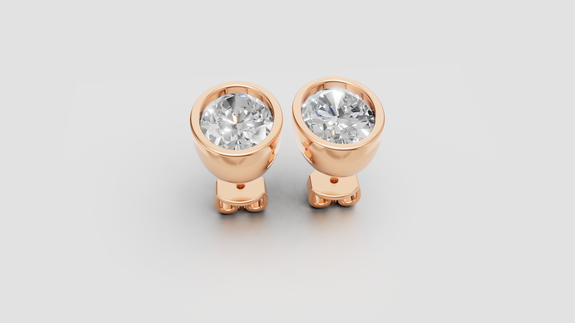 Bezel-Set Round Stud Earrings | 18K Gold | DS IMPEX