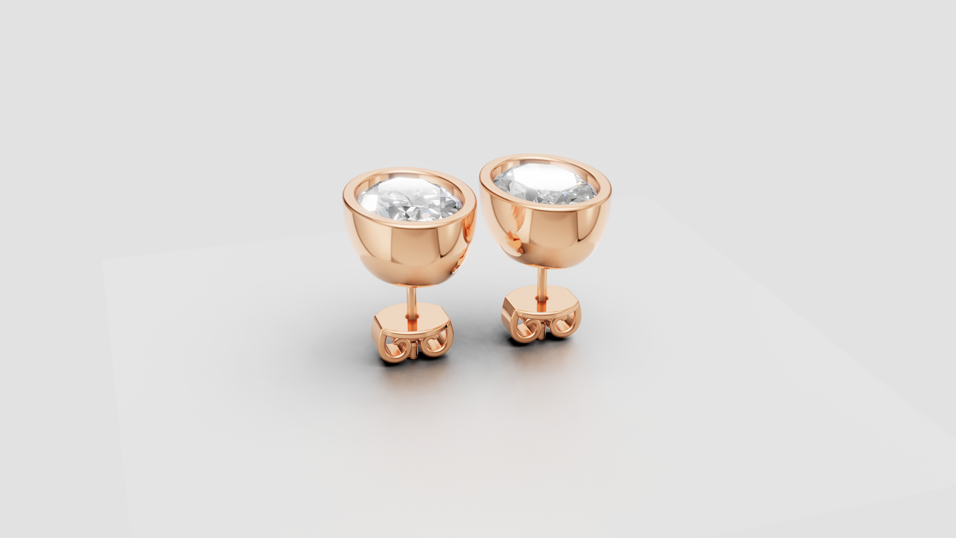 Bezel-Set Round Stud Earrings | 18K Gold | DS IMPEX