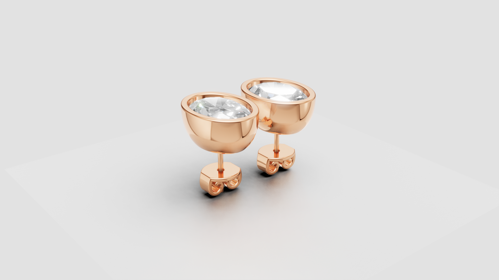 Bezel-Set Round Stud Earrings | 18K Gold | DS IMPEX