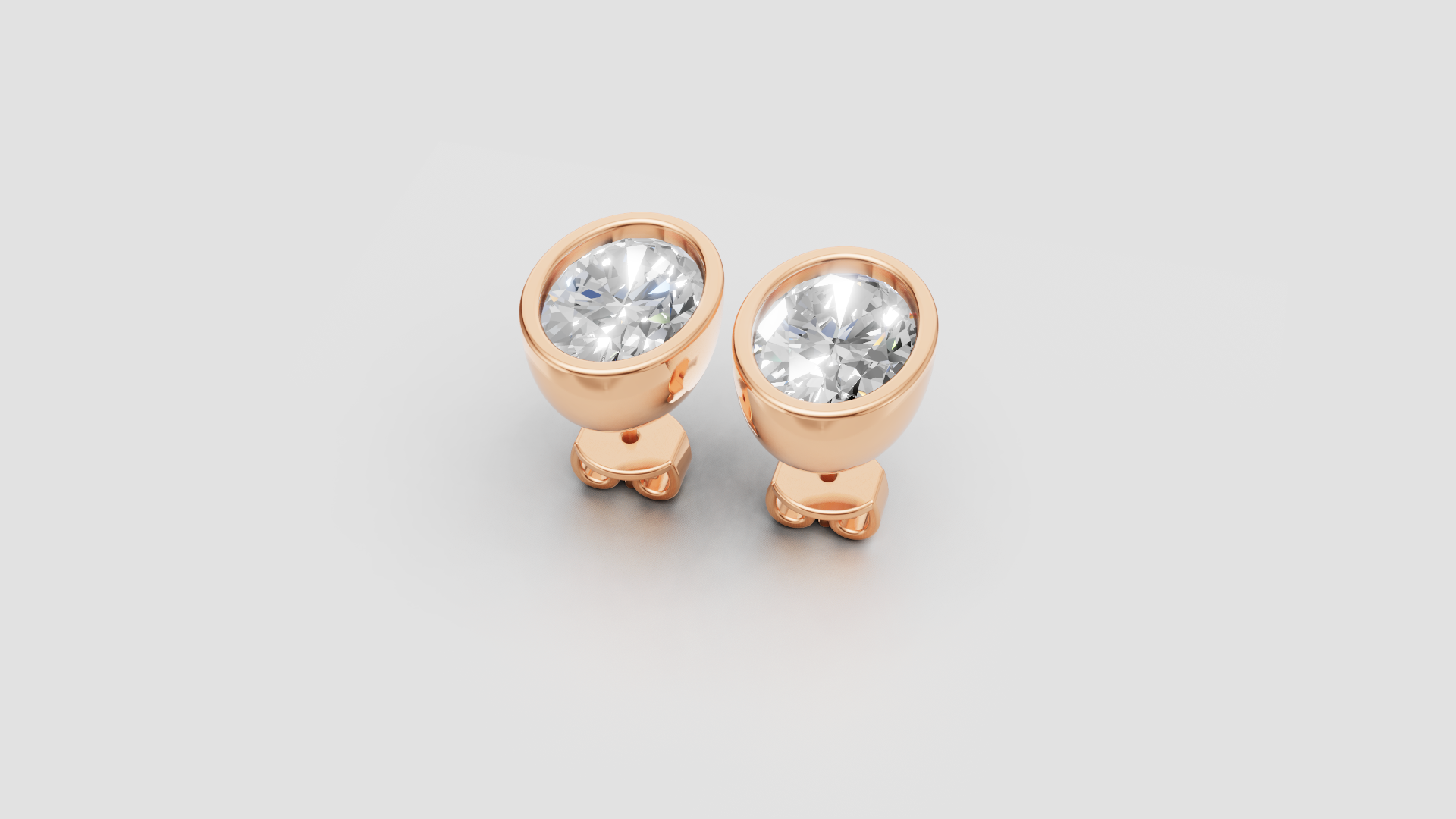 Bezel-Set Round Stud Earrings | 18K Gold | DS IMPEX