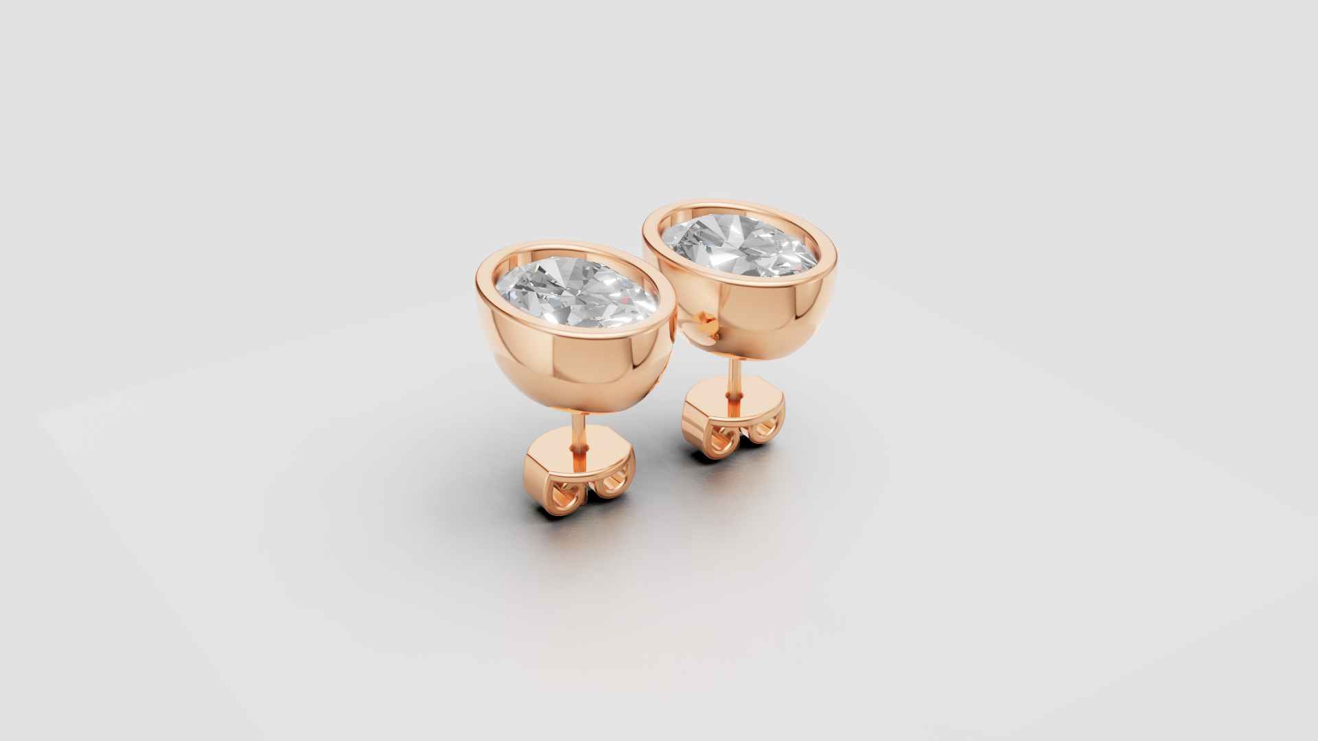 Bezel-Set Round Stud Earrings | 18K Gold | DS IMPEX