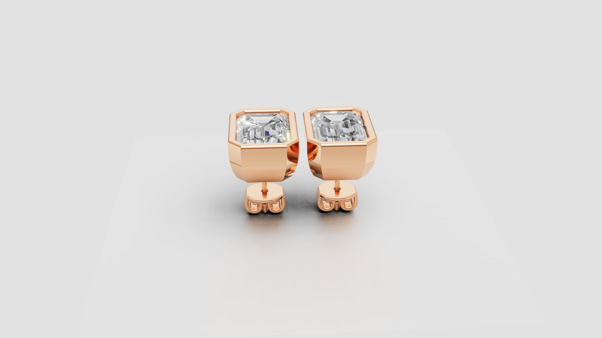 Emerald-Cut Bezel Stud Earrings | 18K Gold | DS IMPEX