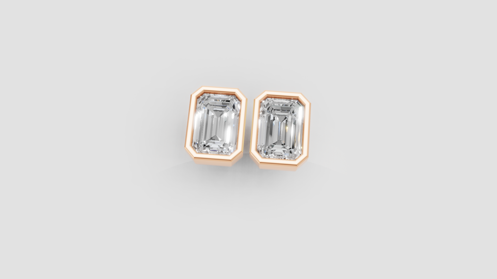 Emerald-Cut Bezel Stud Earrings | 18K Gold | DS IMPEX