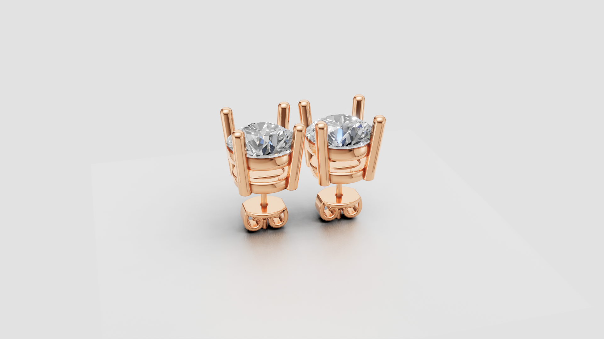 Classic 4-Prong Round Stud Earrings | 18K Gold | DS IMPEX