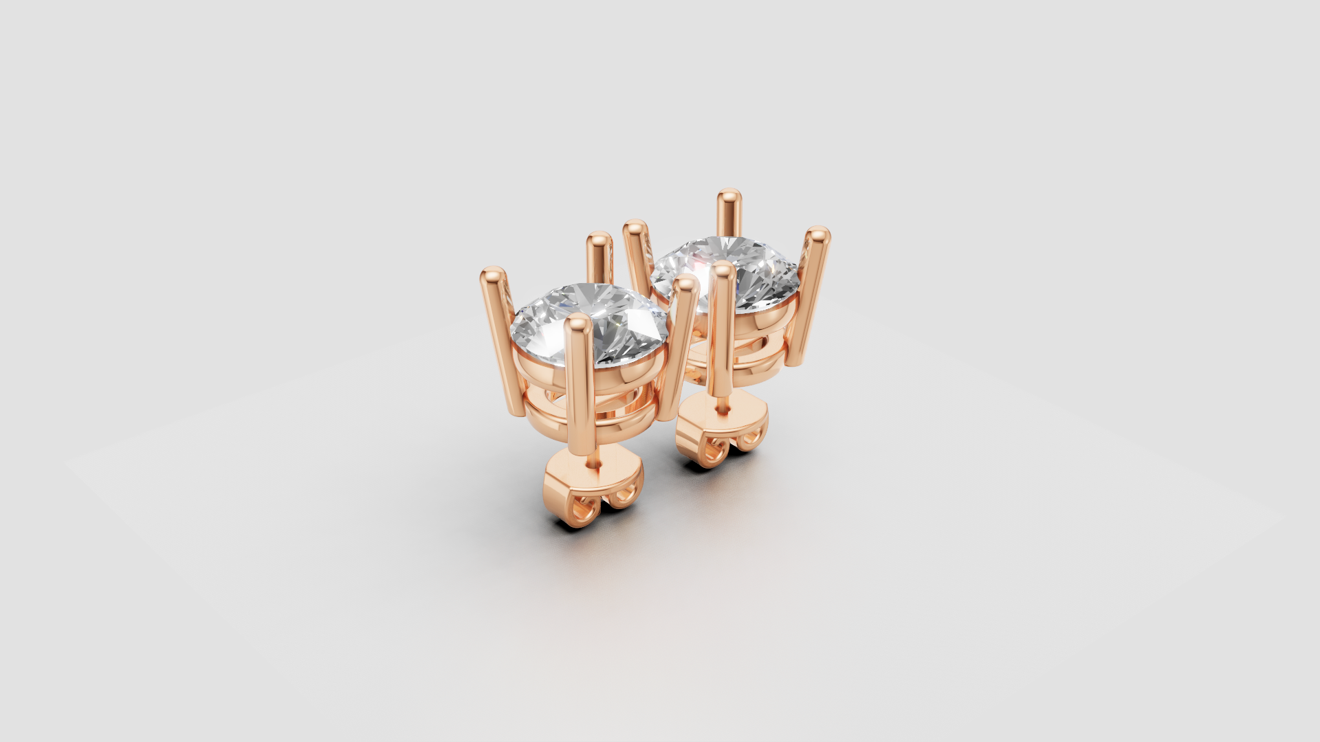 Classic 4-Prong Round Stud Earrings | 18K Gold | DS IMPEX