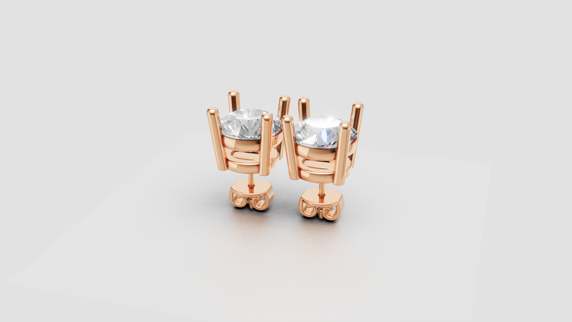 Classic 4-Prong Round Stud Earrings | 18K Gold | DS IMPEX