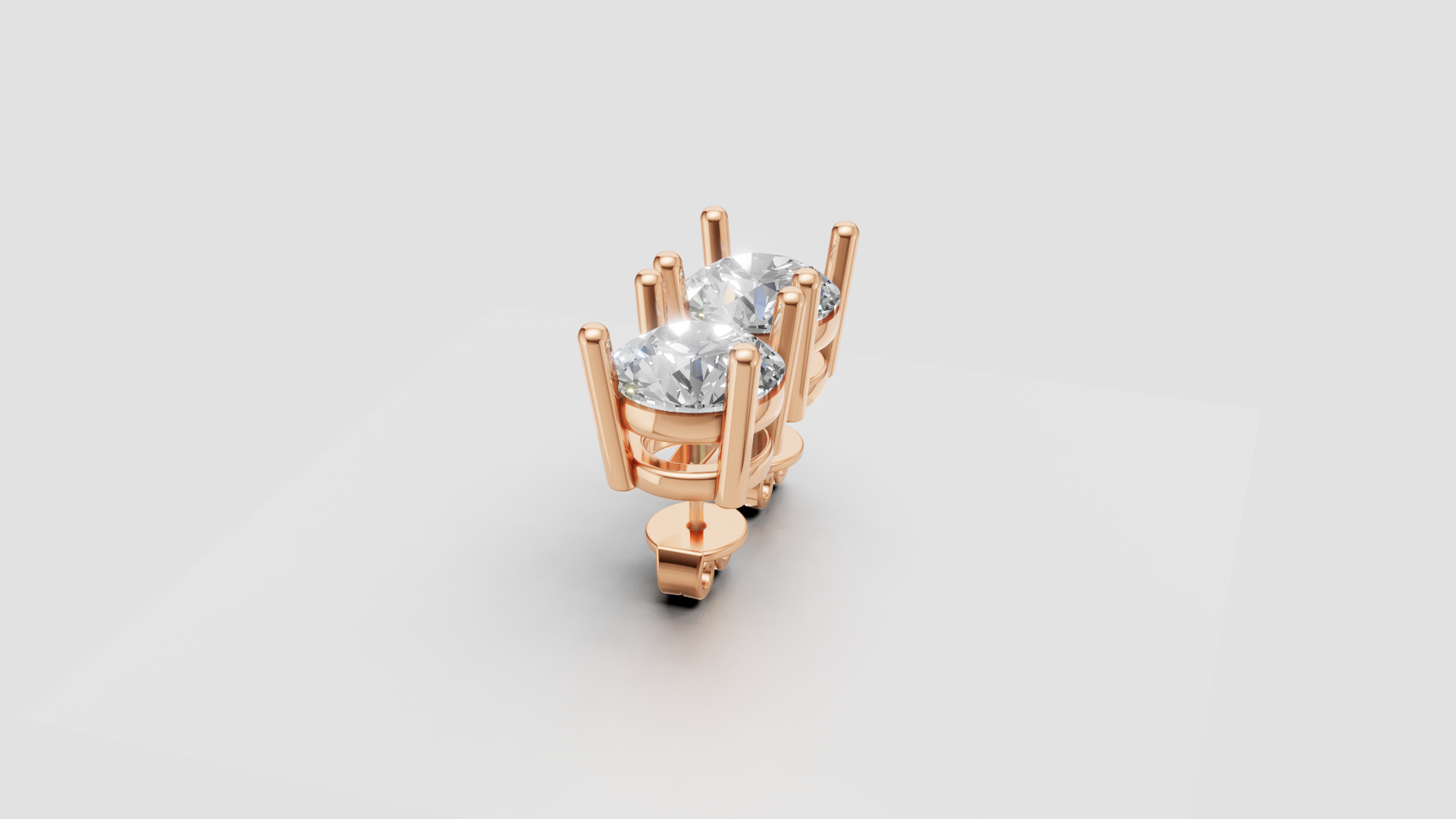 Classic 4-Prong Round Stud Earrings | 18K Gold | DS IMPEX