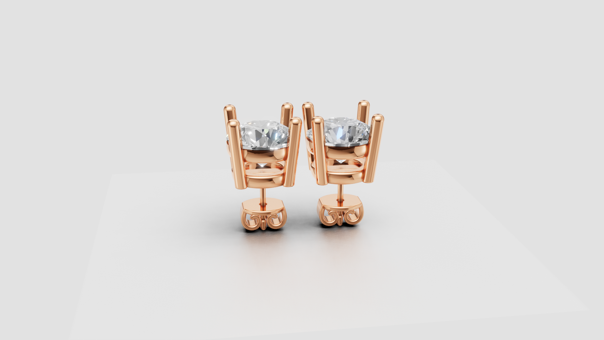 Classic 4-Prong Round Stud Earrings | 18K Gold | DS IMPEX