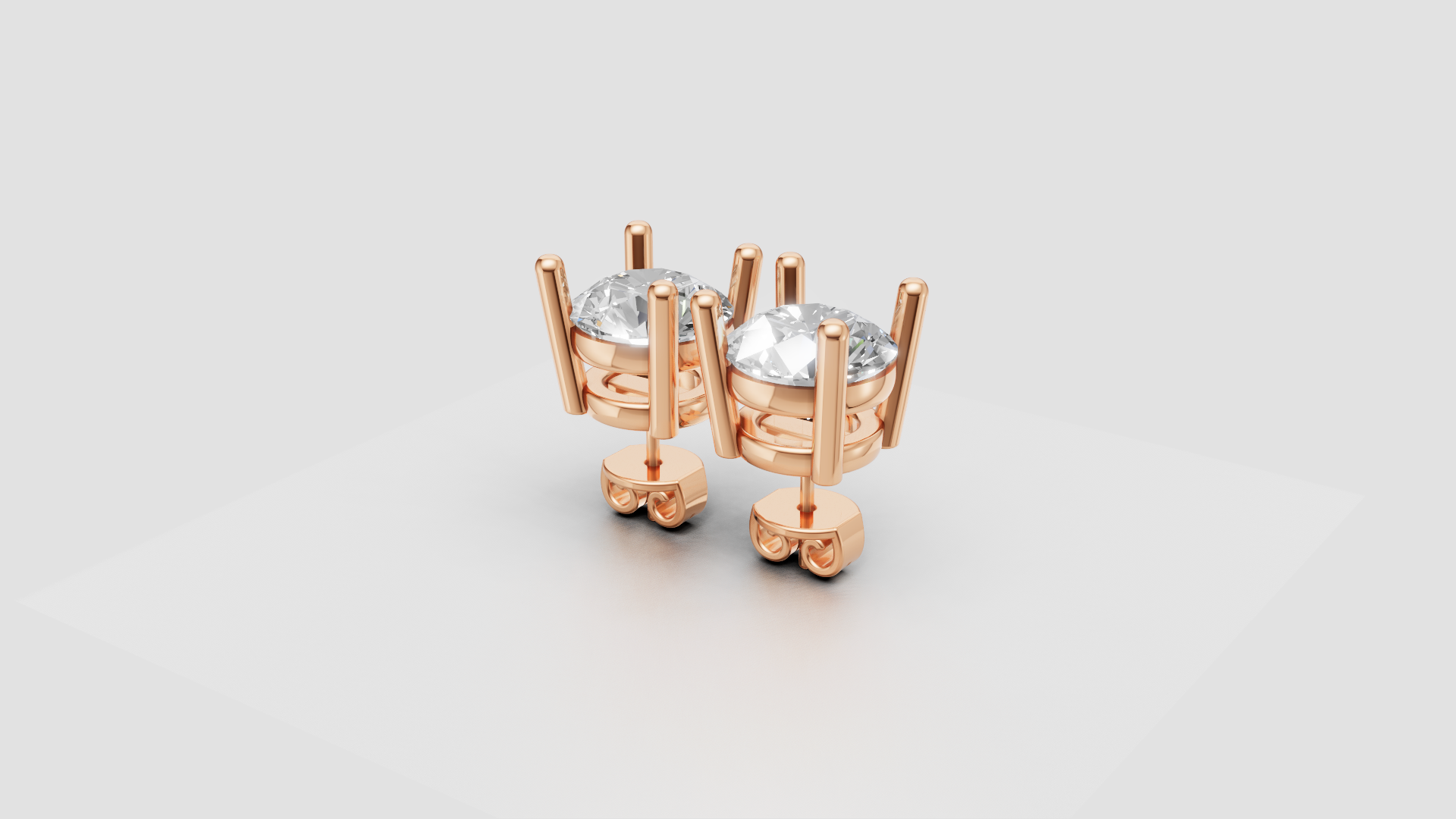 Classic 4-Prong Round Stud Earrings | 18K Gold | DS IMPEX