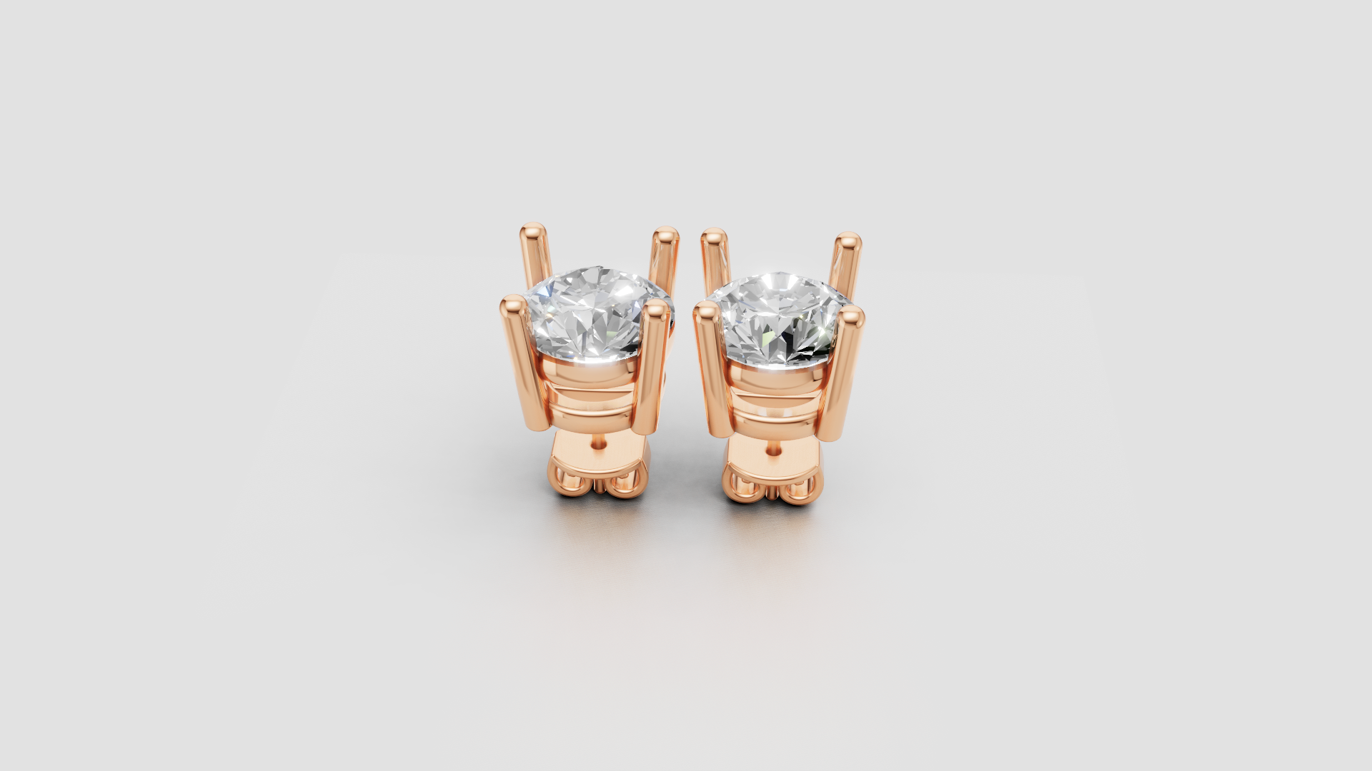 Classic 4-Prong Round Stud Earrings | 18K Gold | DS IMPEX