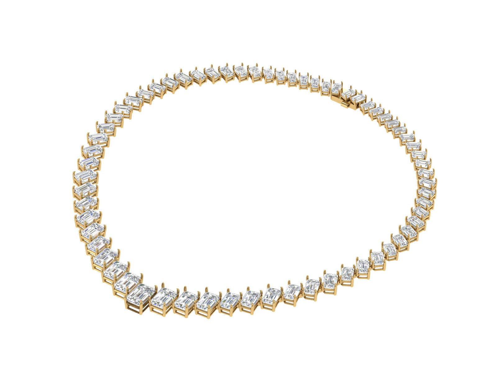 ✨ Regal Radiance – Emerald Cut Diamond Necklace | DS IMPEX