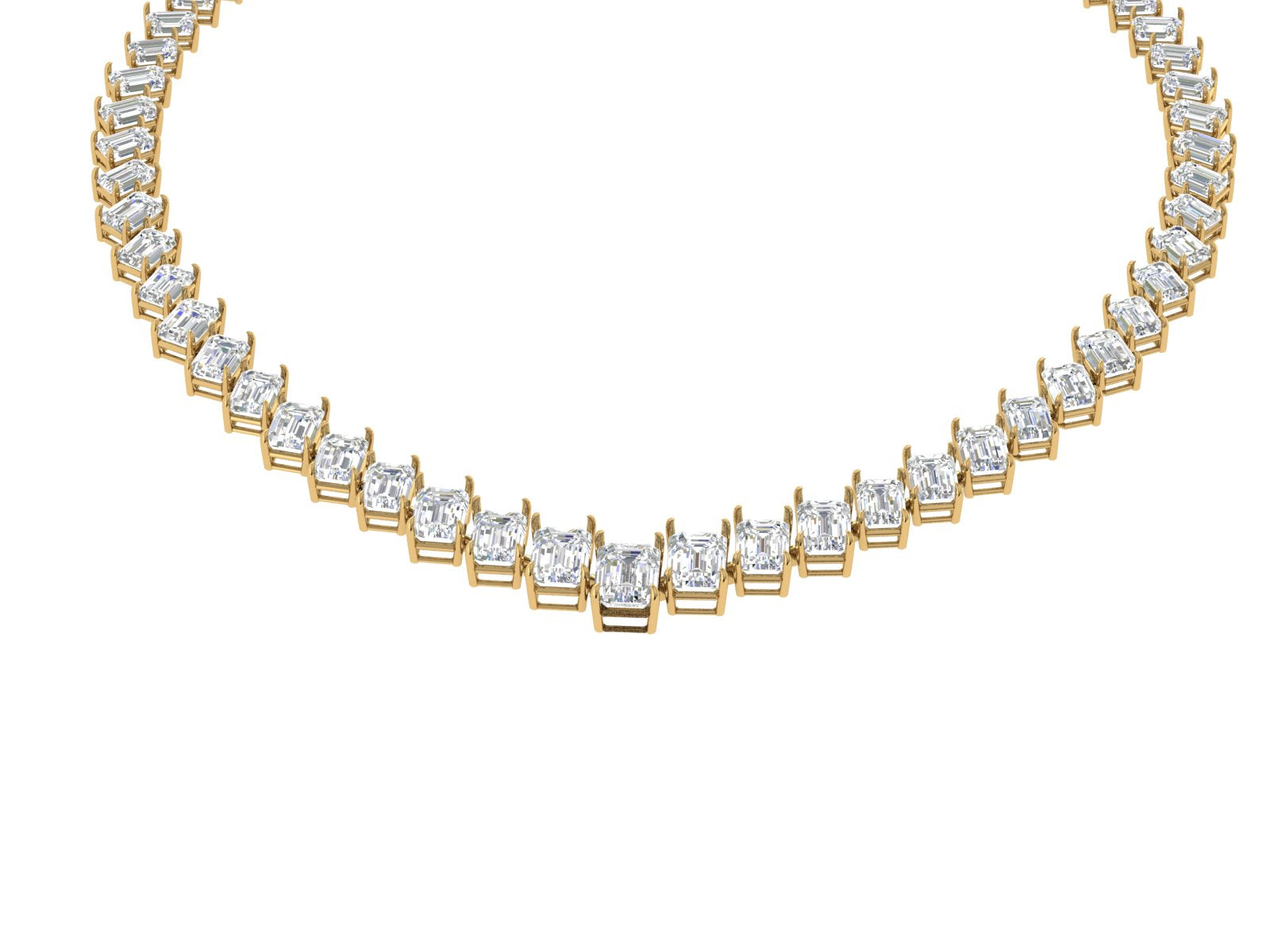 ✨ Regal Radiance – Emerald Cut Diamond Necklace | DS IMPEX
