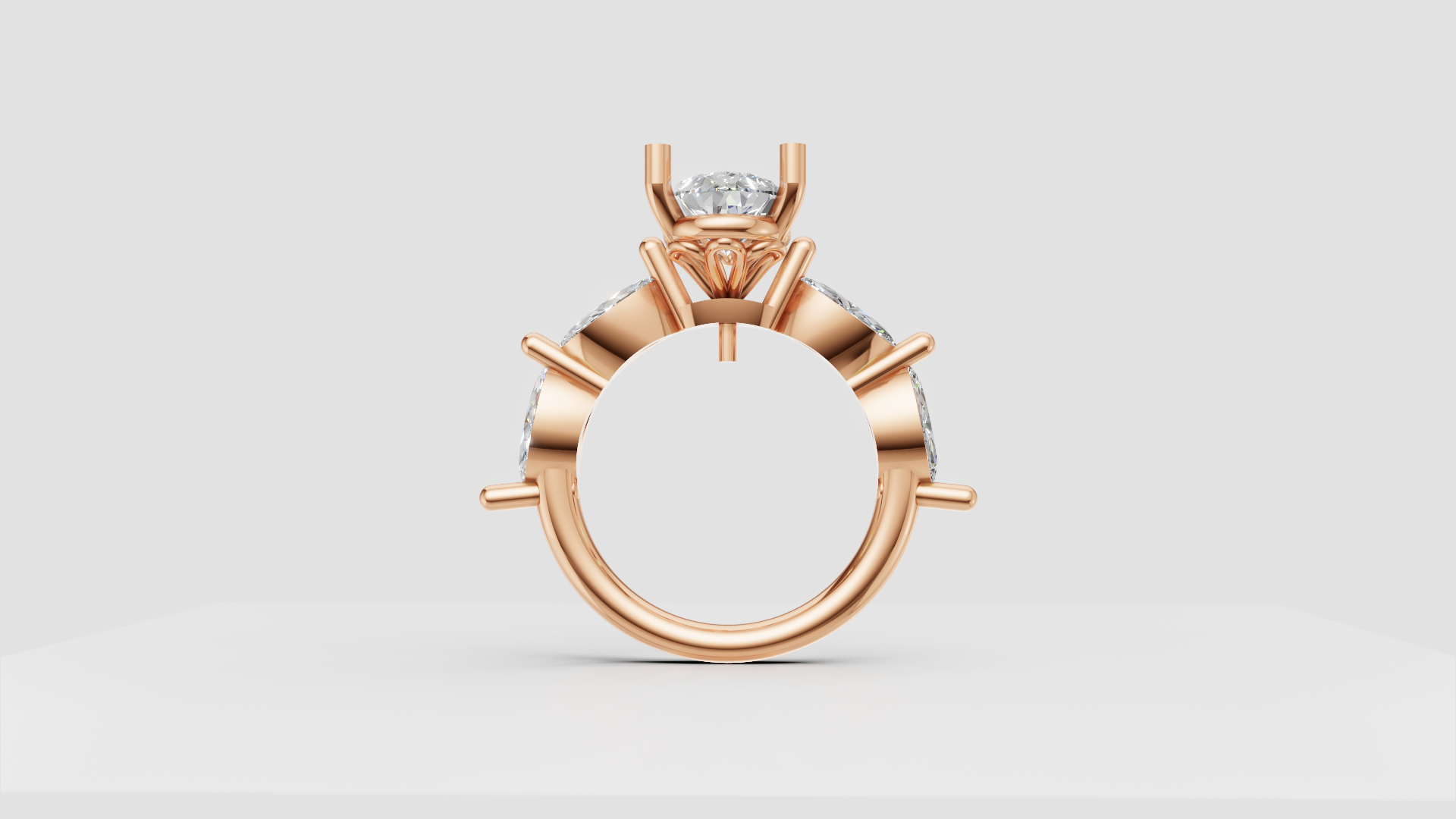 💎 Pear-Cut Engagement Ring with Marquise Side Stones – 14K Gold | DS IMPEX