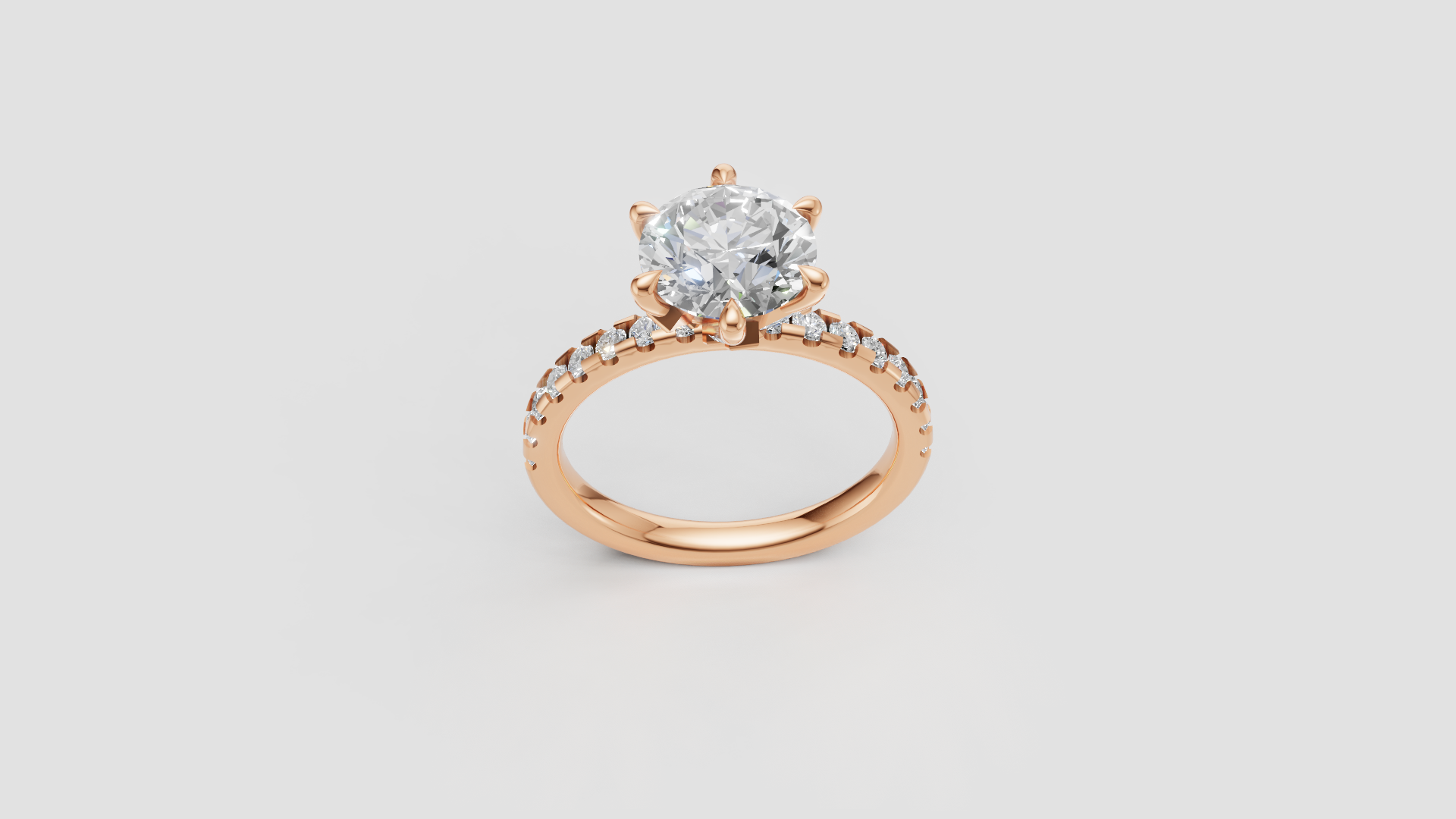 ✨ Classic Round Solitaire with Diamond Band – 18K Gold | DS IMPEX