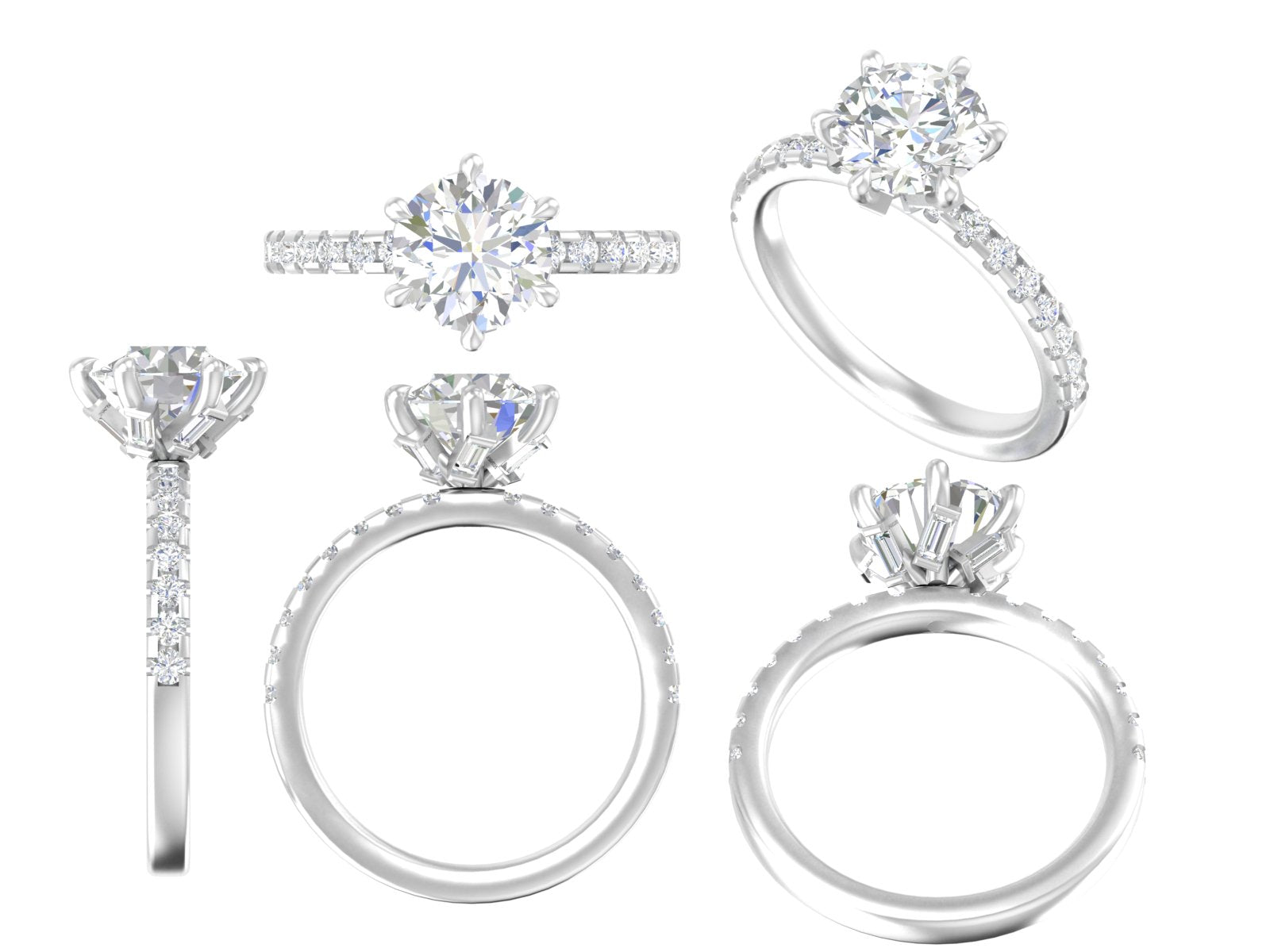 ✨ Classic Round Solitaire with Diamond Band – 18K Gold | DS IMPEX