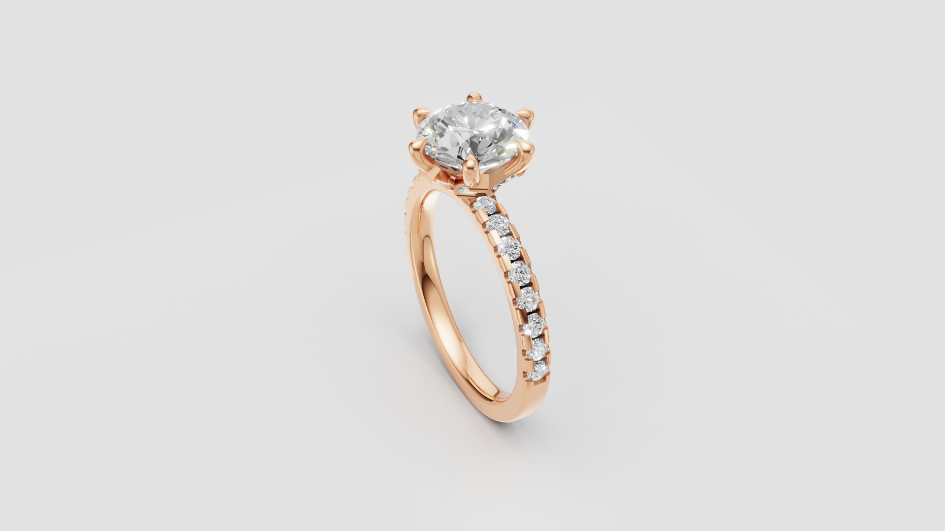 ✨ Classic Round Solitaire with Diamond Band – 18K Gold | DS IMPEX