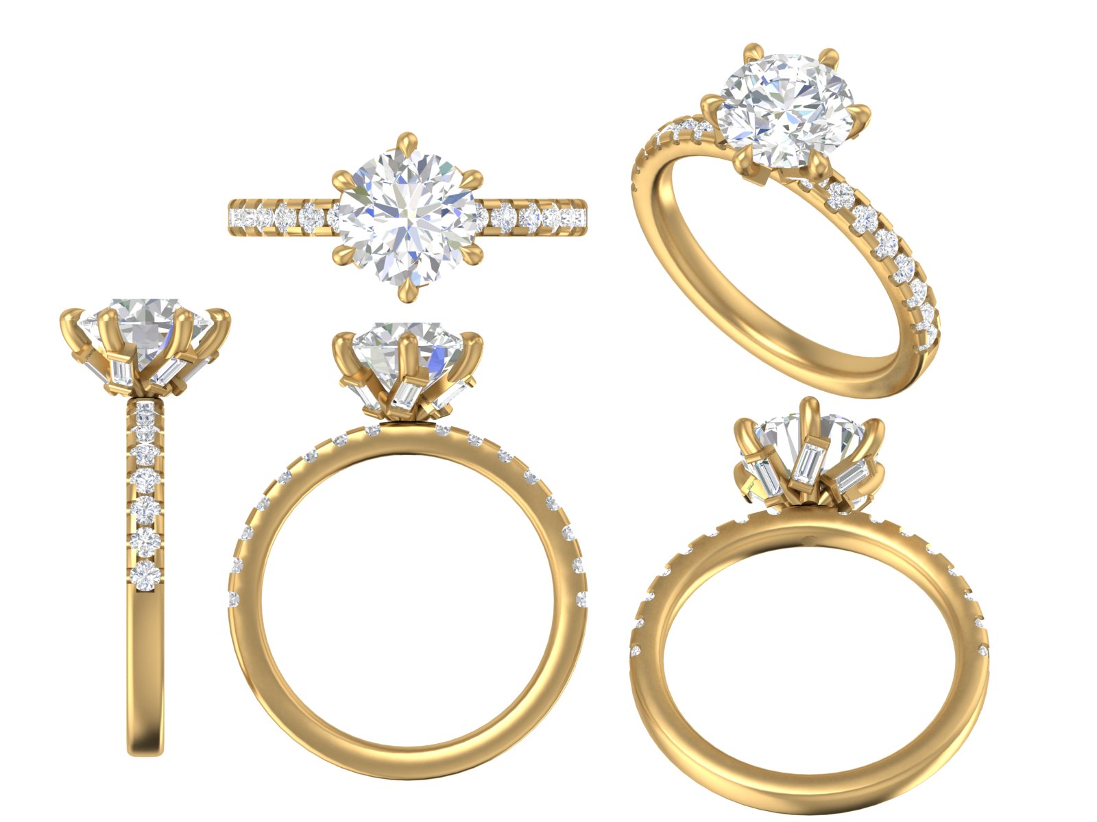 ✨ Classic Round Solitaire with Diamond Band – 18K Gold | DS IMPEX
