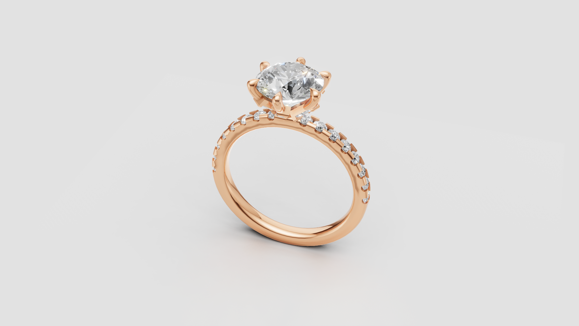 ✨ Classic Round Solitaire with Diamond Band – 18K Gold | DS IMPEX
