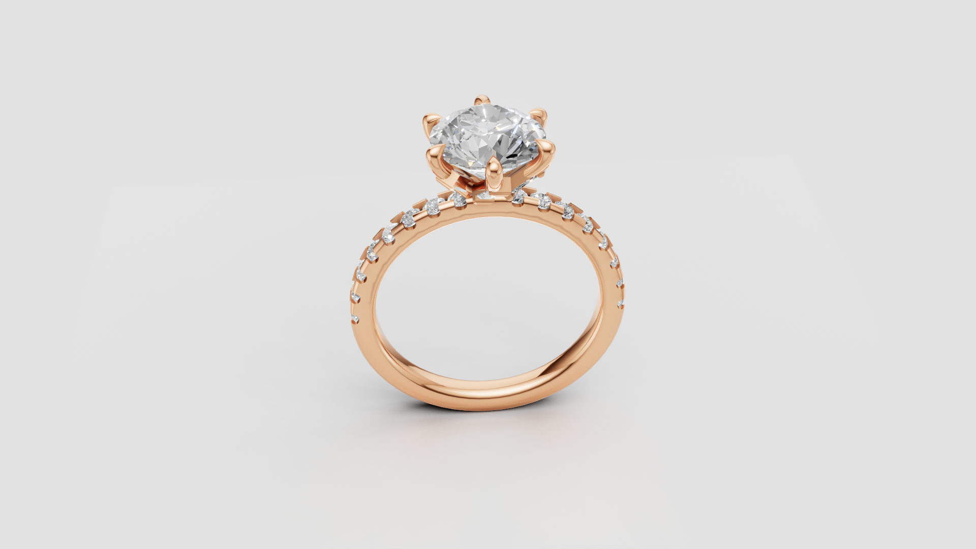 ✨ Classic Round Solitaire with Diamond Band – 18K Gold | DS IMPEX