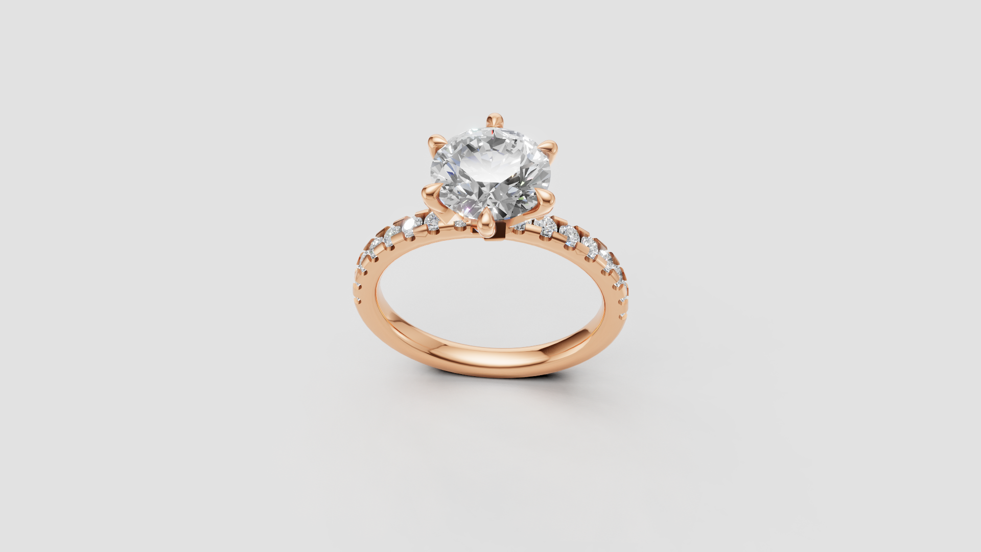 ✨ Classic Round Solitaire with Diamond Band – 18K Gold | DS IMPEX