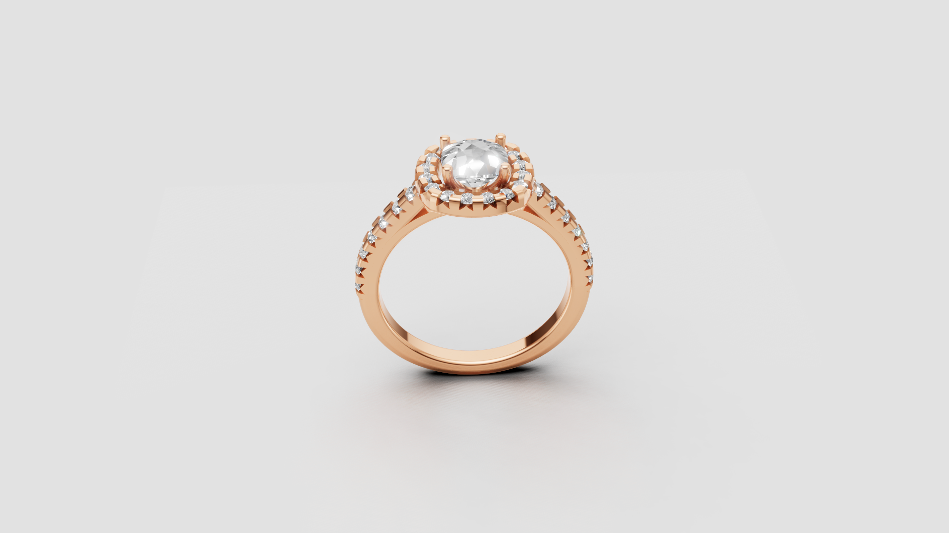 ✨ Halo Round Solitaire Engagement Ring – 14K Gold | DS IMPEX