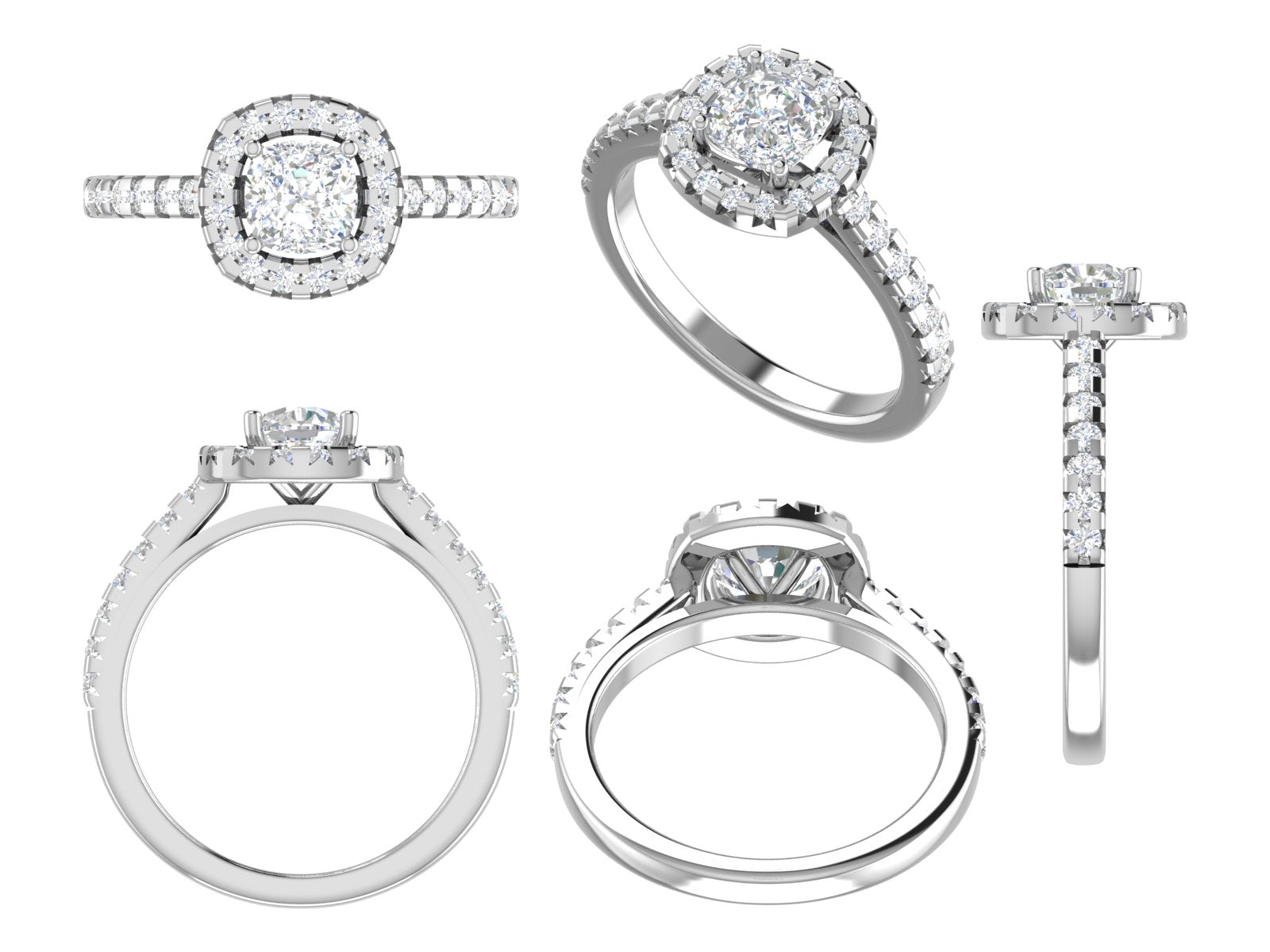 ✨ Halo Round Solitaire Engagement Ring – 14K Gold | DS IMPEX