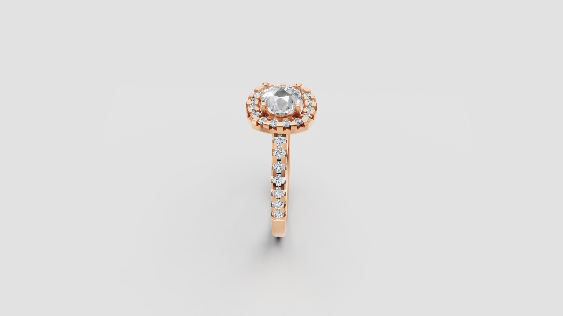 ✨ Halo Round Solitaire Engagement Ring – 14K Gold | DS IMPEX