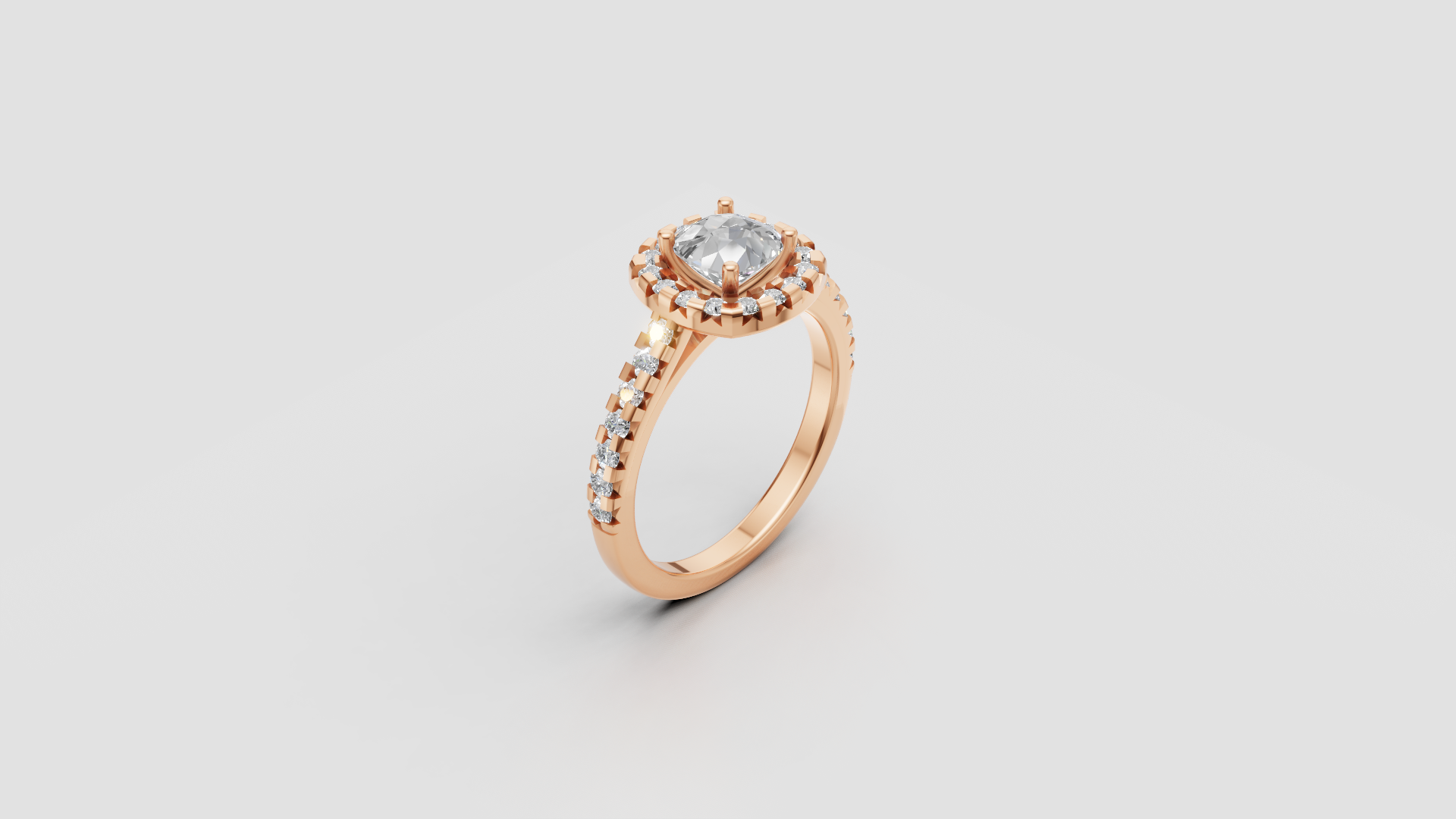 ✨ Halo Round Solitaire Engagement Ring – 14K Gold | DS IMPEX