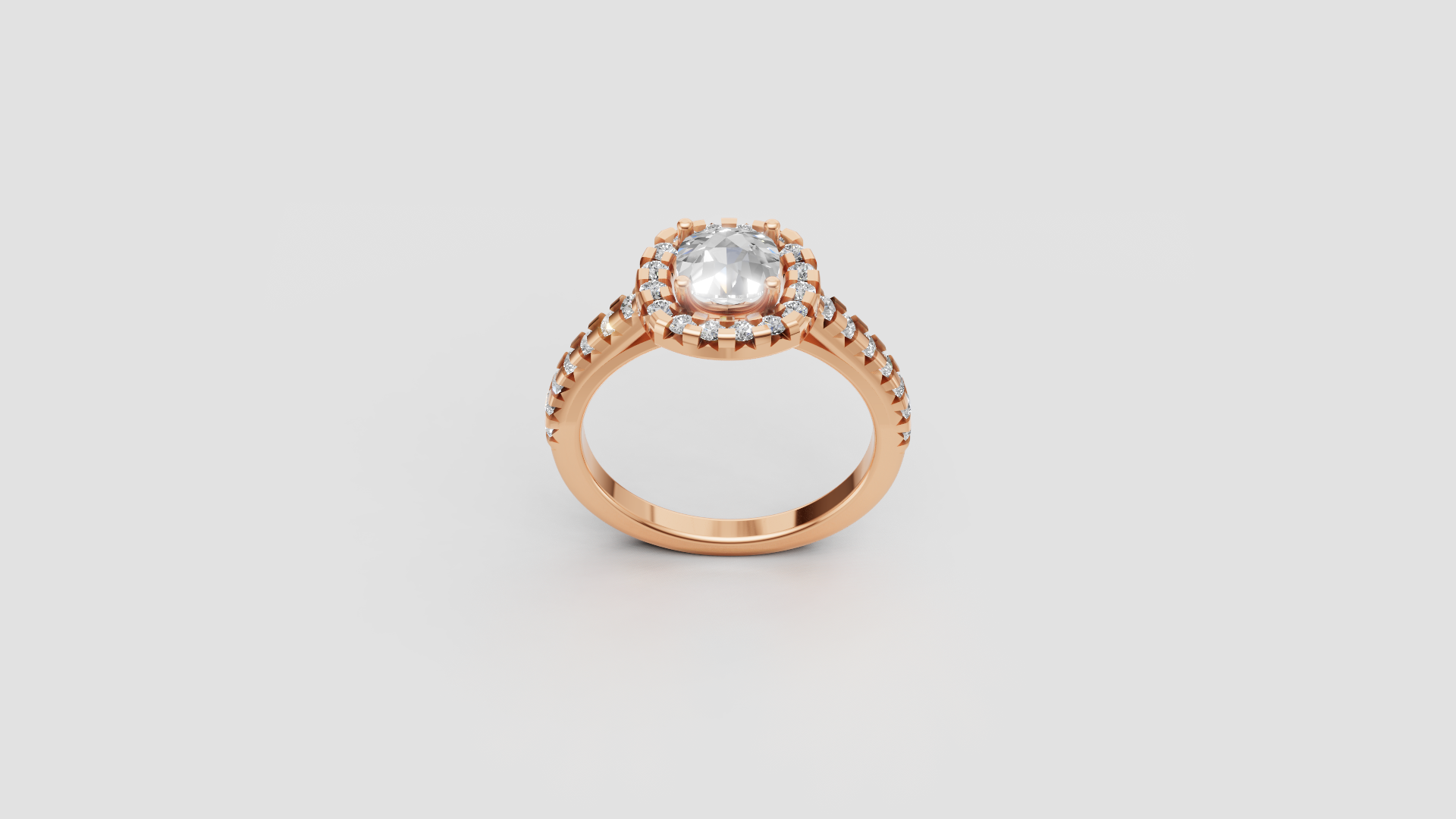✨ Halo Round Solitaire Engagement Ring – 14K Gold | DS IMPEX