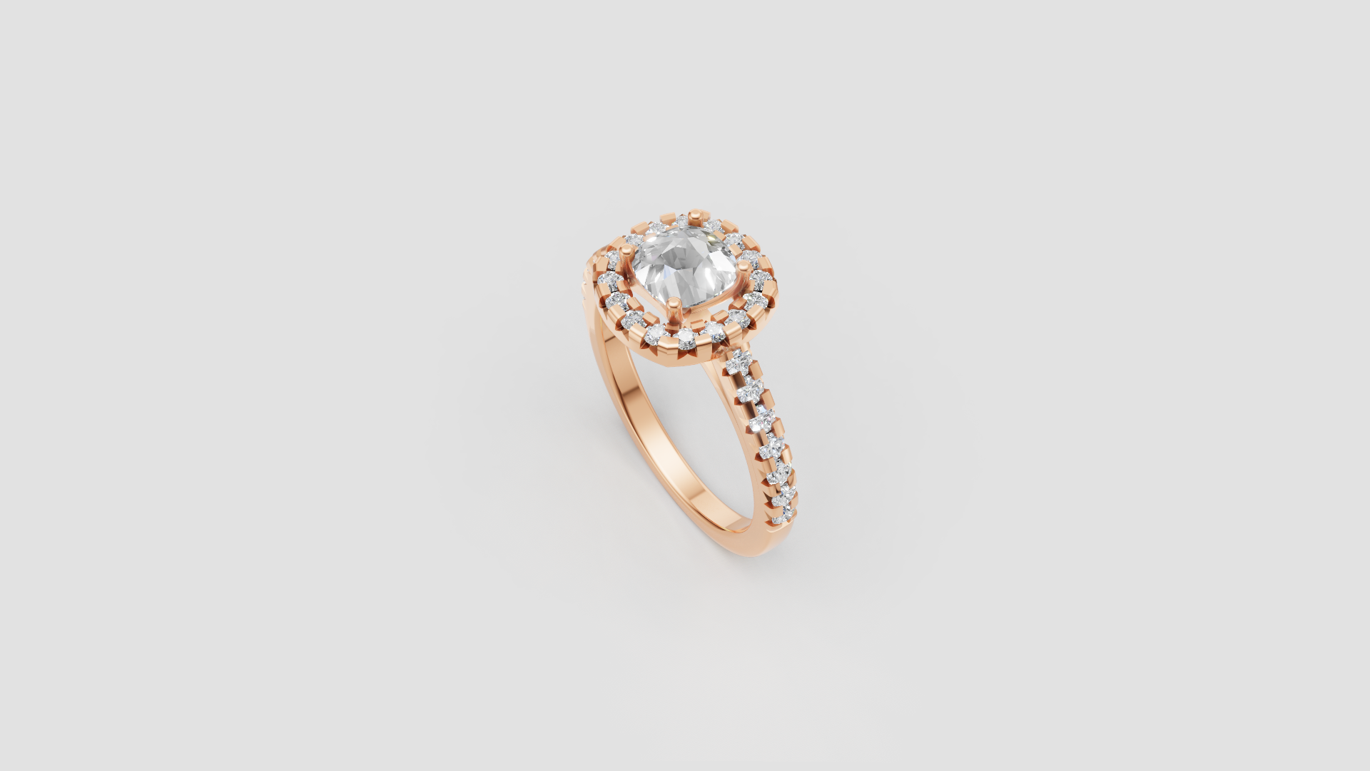 ✨ Halo Round Solitaire Engagement Ring – 14K Gold | DS IMPEX