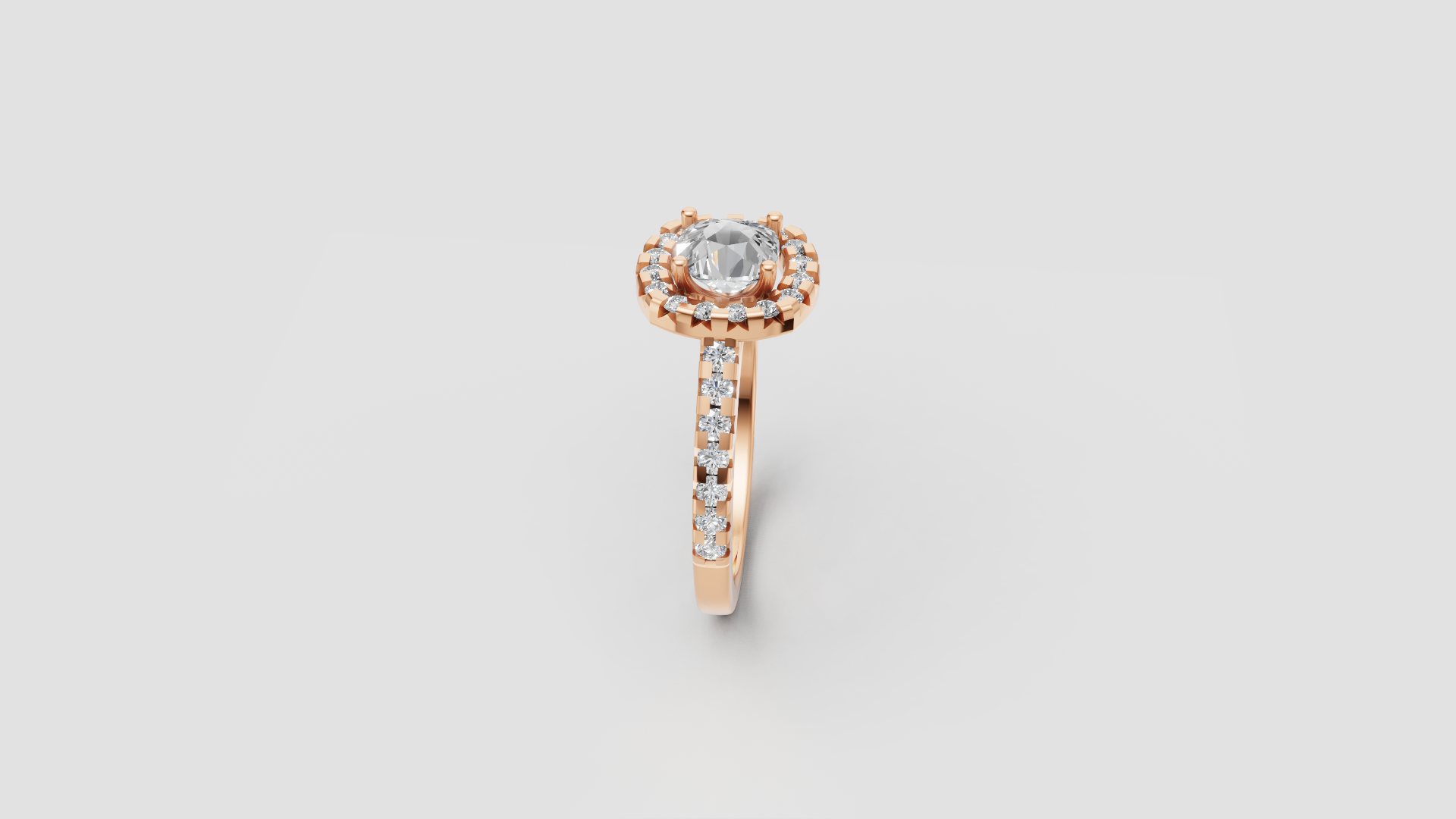 ✨ Halo Round Solitaire Engagement Ring – 14K Gold | DS IMPEX