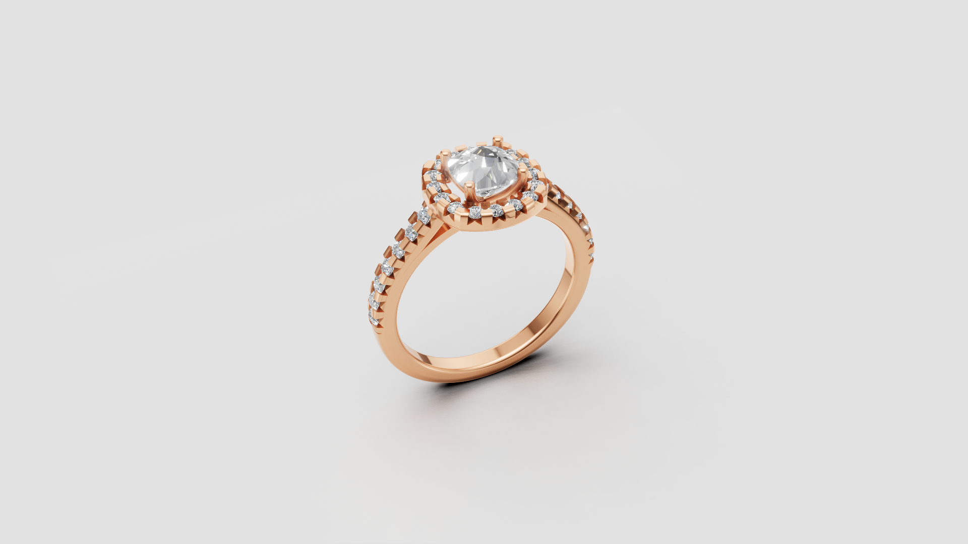 ✨ Halo Round Solitaire Engagement Ring – 14K Gold | DS IMPEX